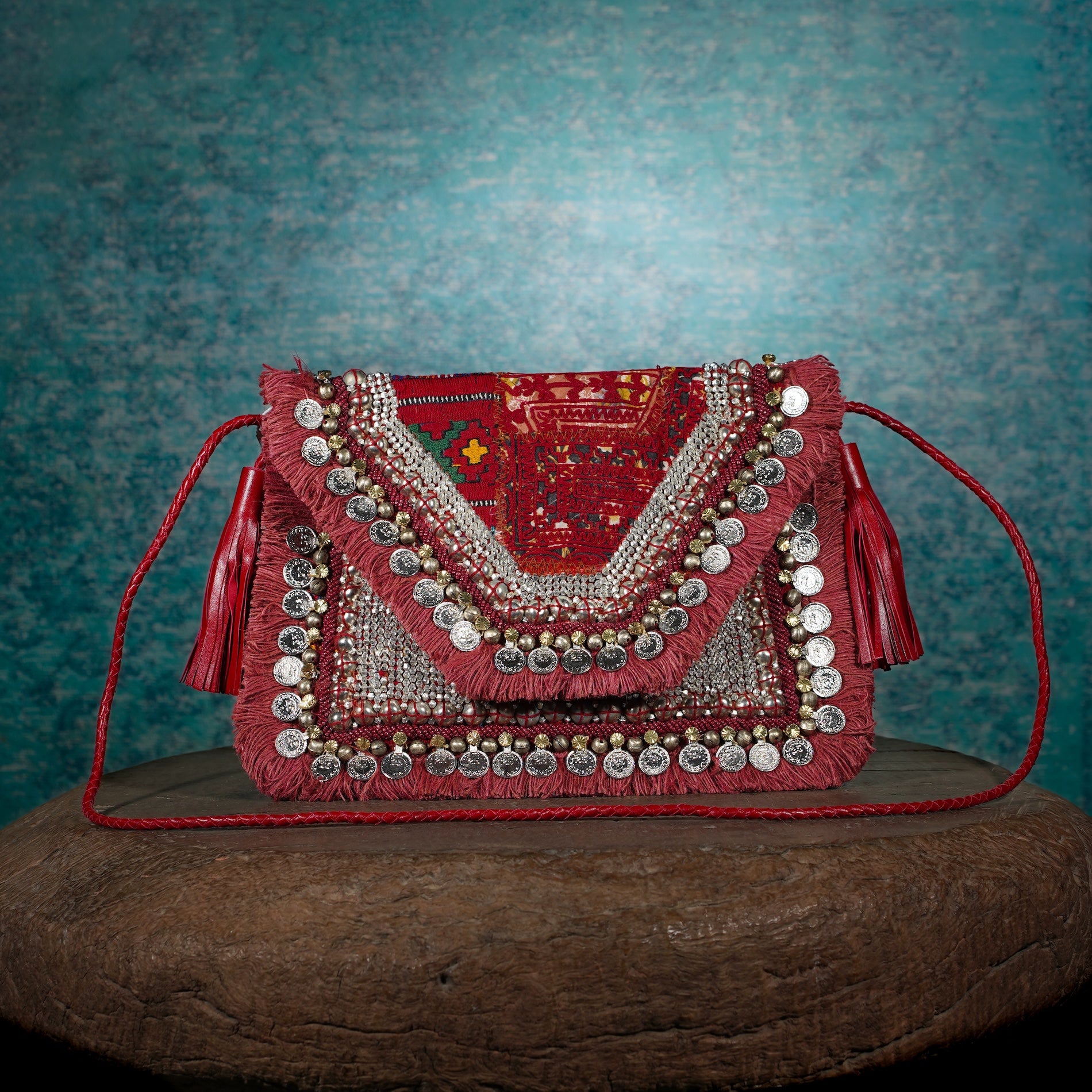 Burgundy Banjara Clutch 029