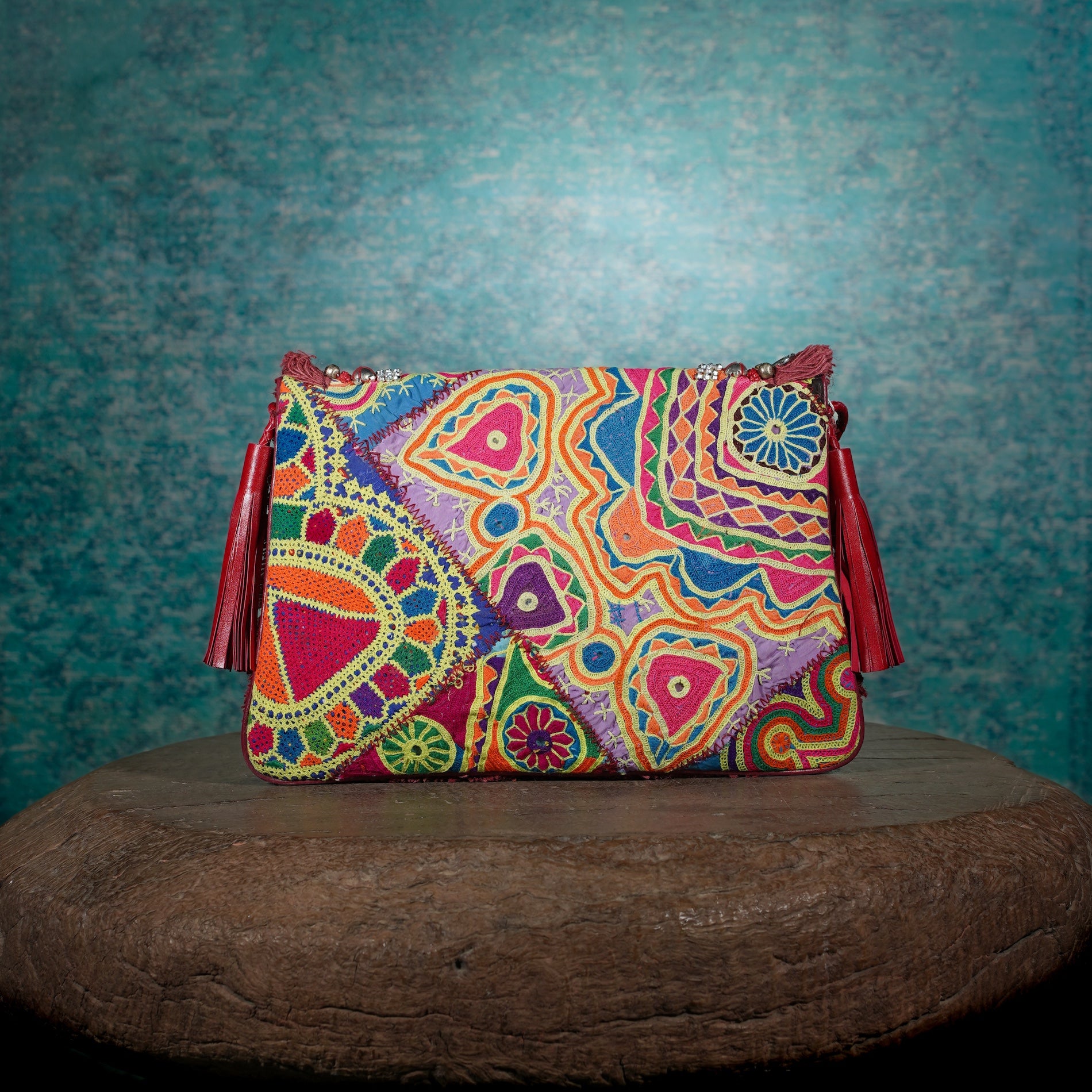 Burgundy Banjara Clutch 030