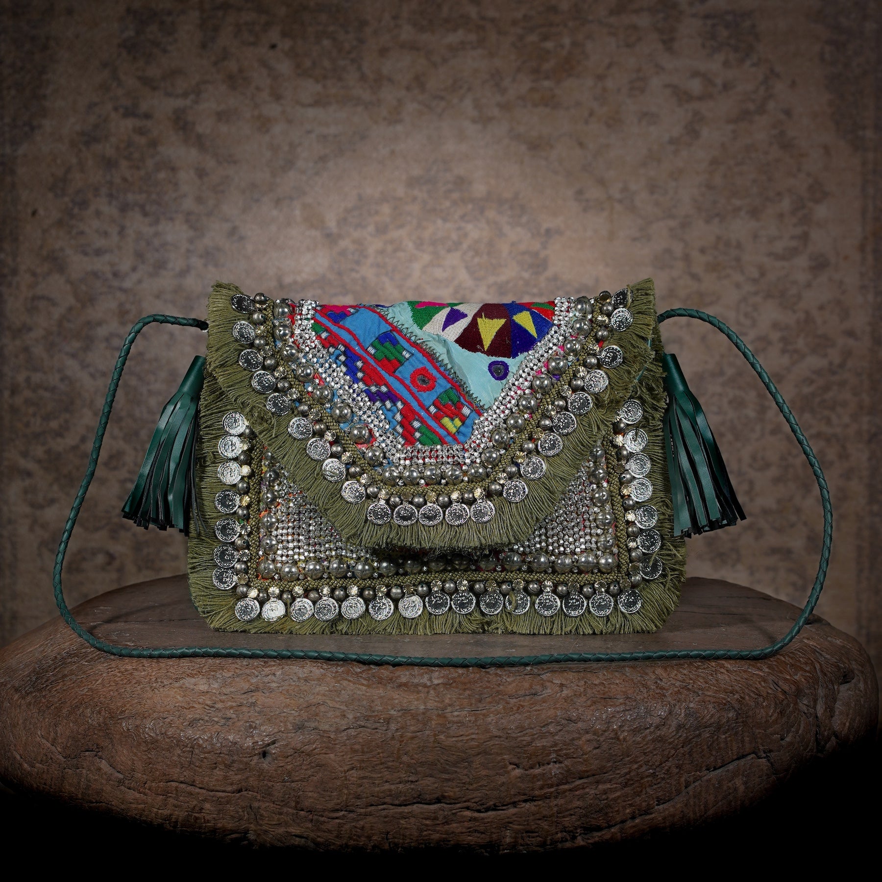 Olive Green Banjara Clutch 013