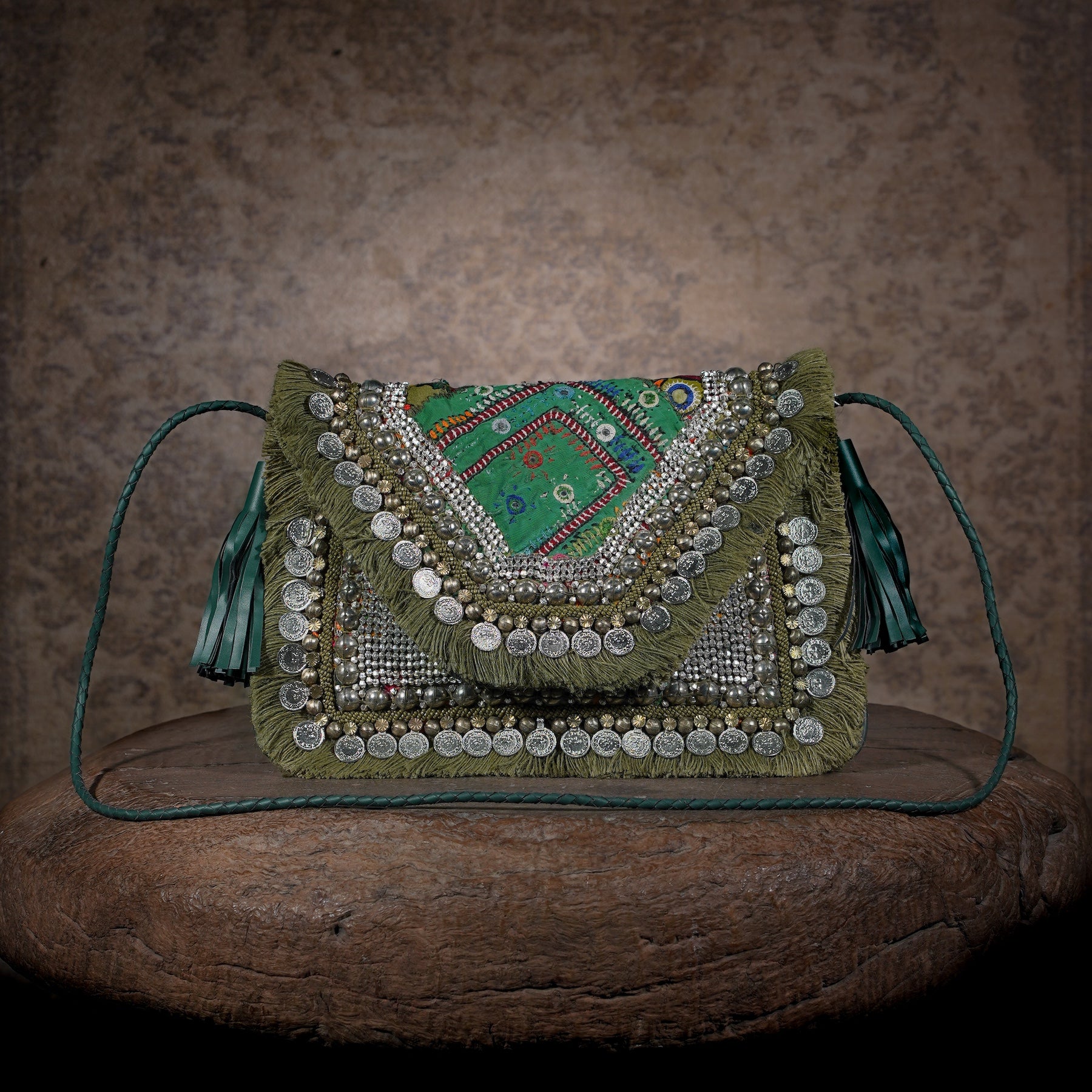 Olive Green Banjara Clutch 016