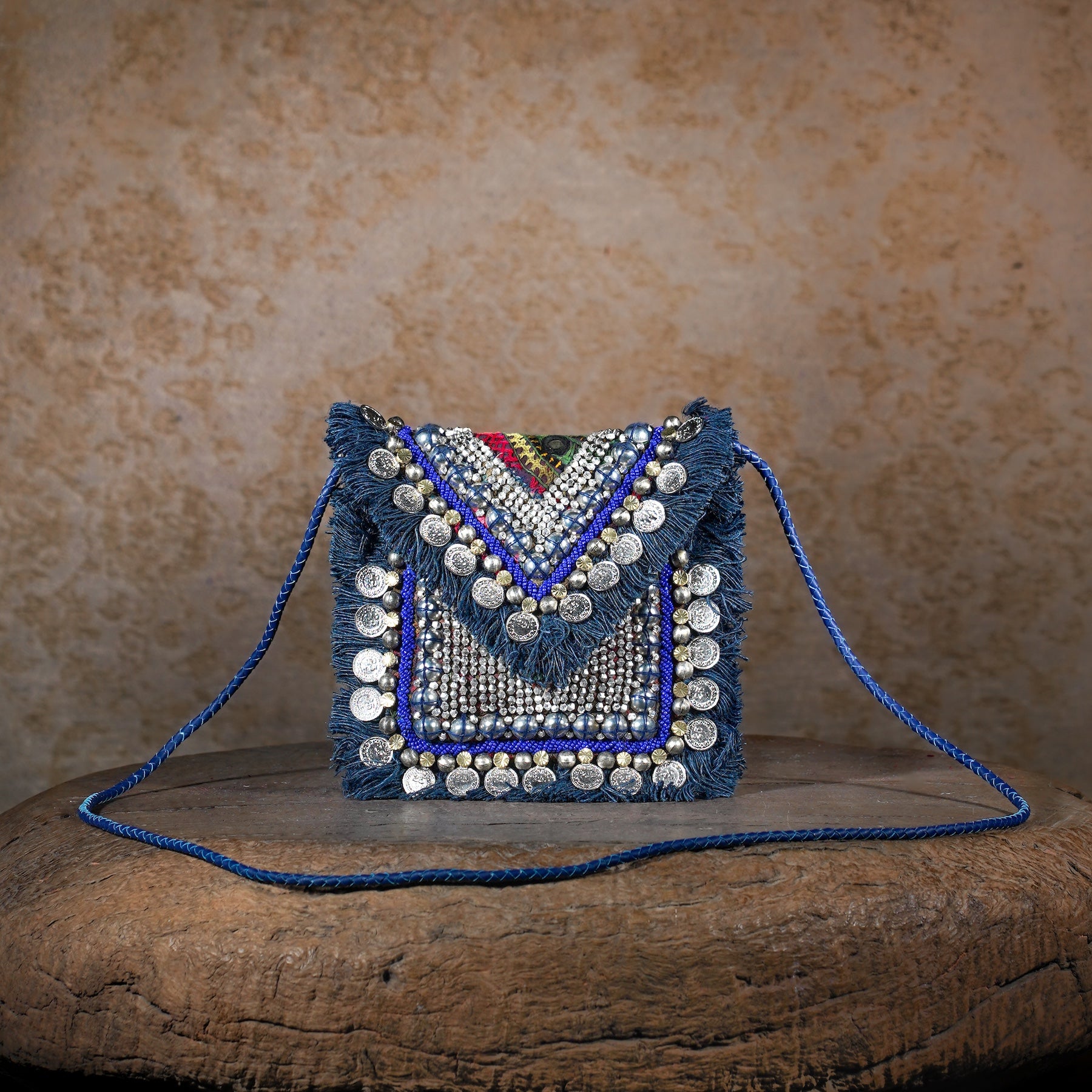 Blue Banjara Minion Clutch 009