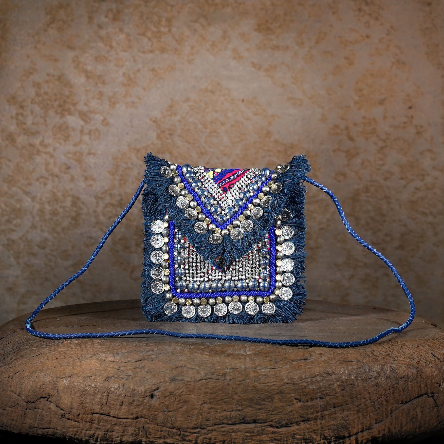 Blue Banjara Minion Clutch 014