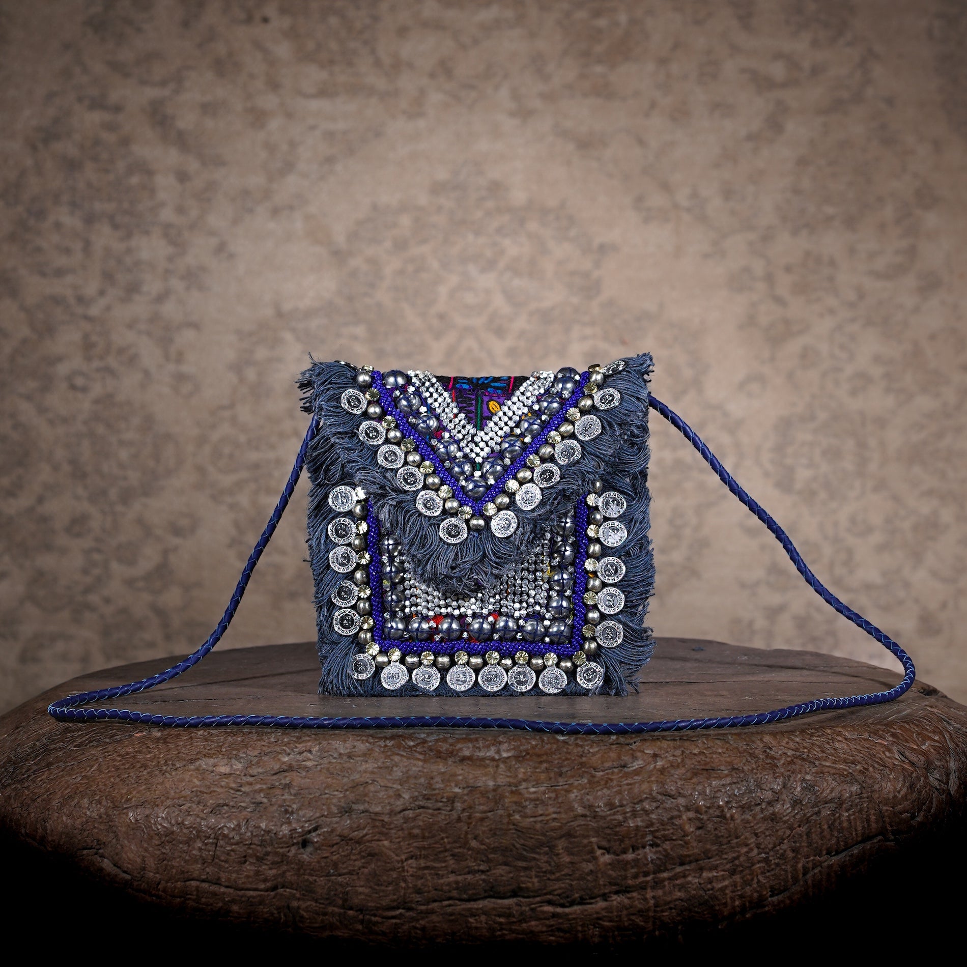 Blue Banjara Minion Clutch 026