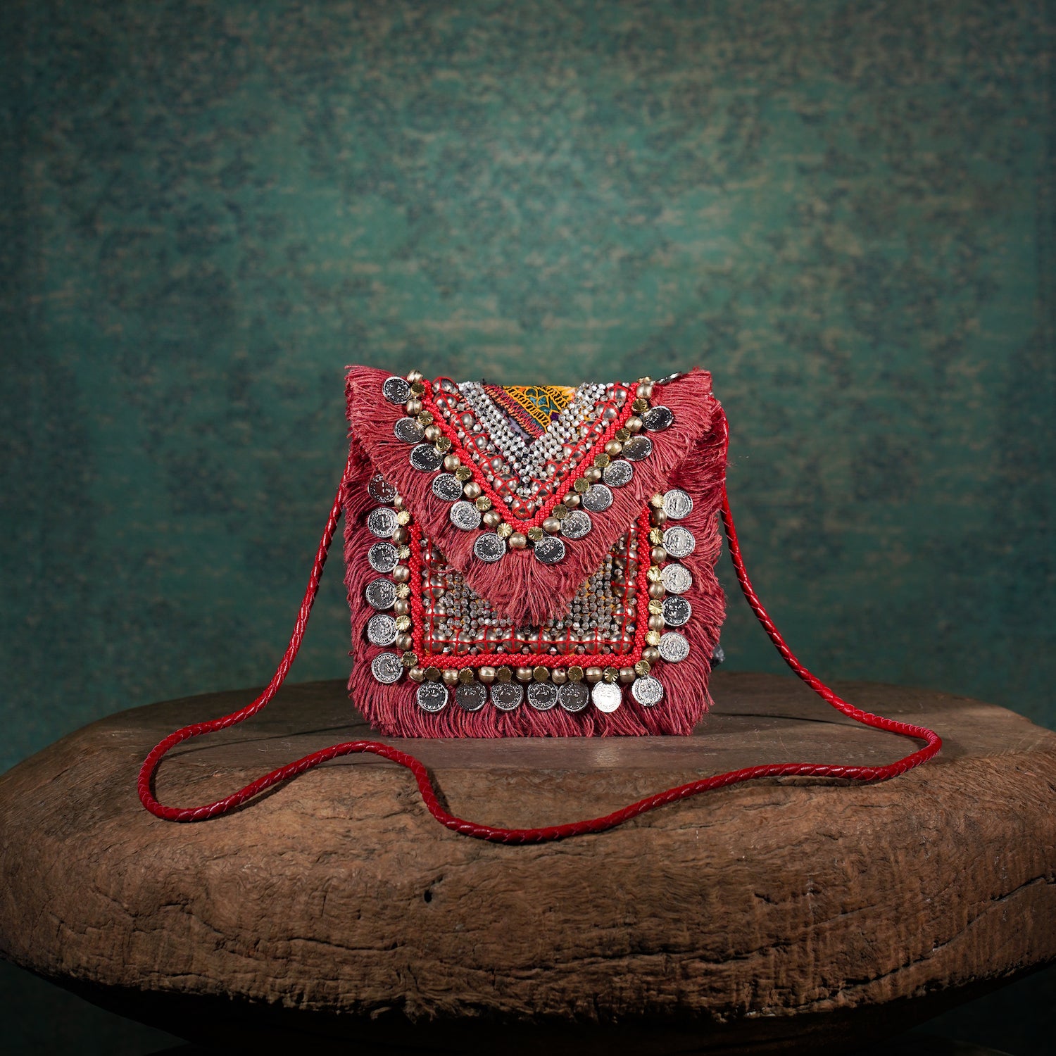 Burgundy Banjara Minion Clutch 008