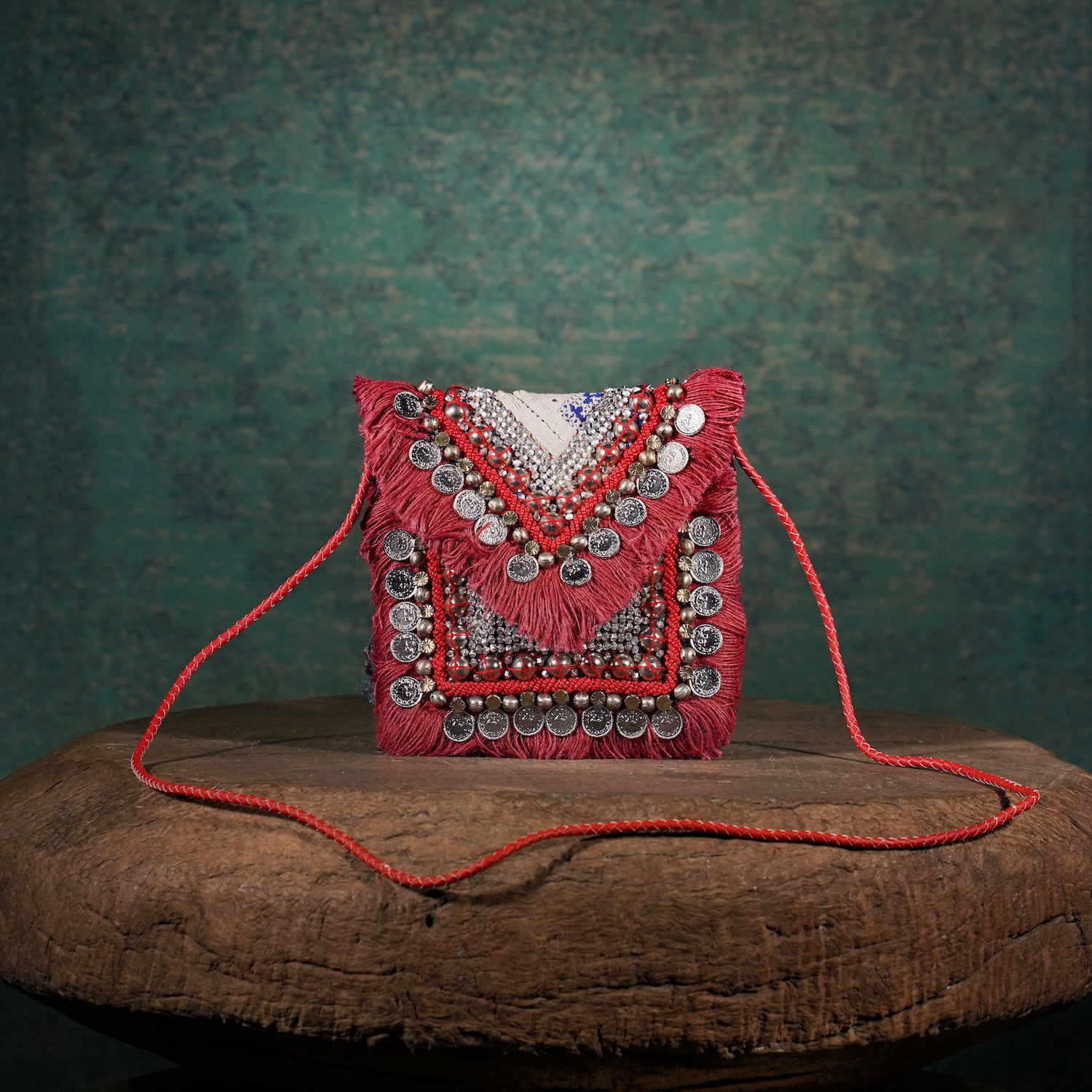 Burgundy Banjara Minion Clutch 009