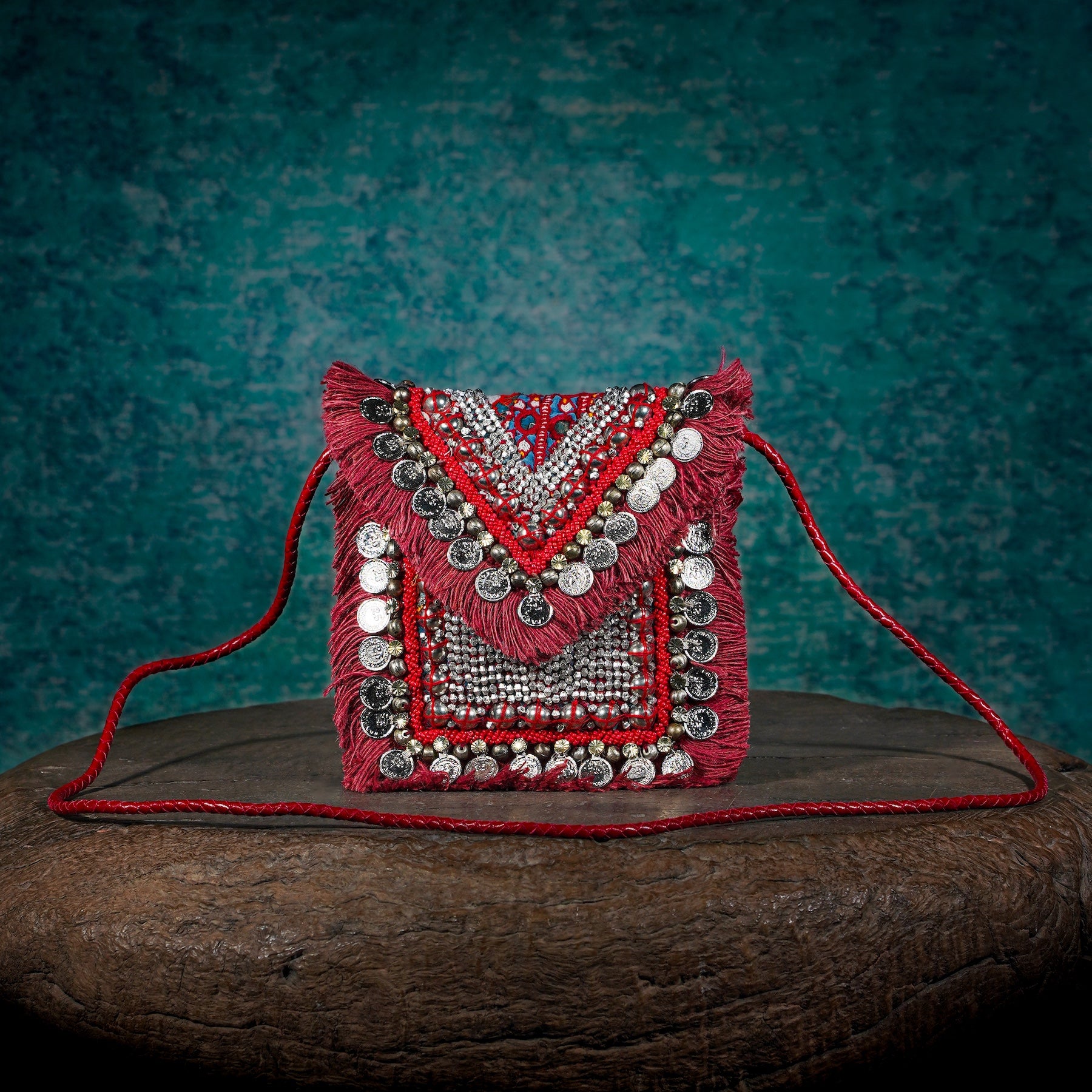 Burgundy Banjara Minion Clutch 012