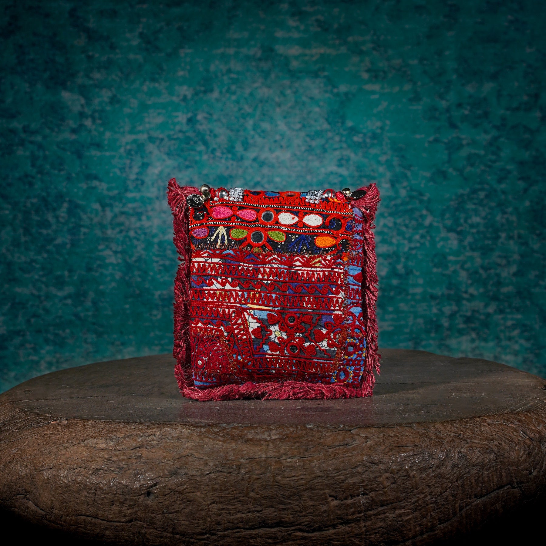 Burgundy Banjara Minion Clutch 015