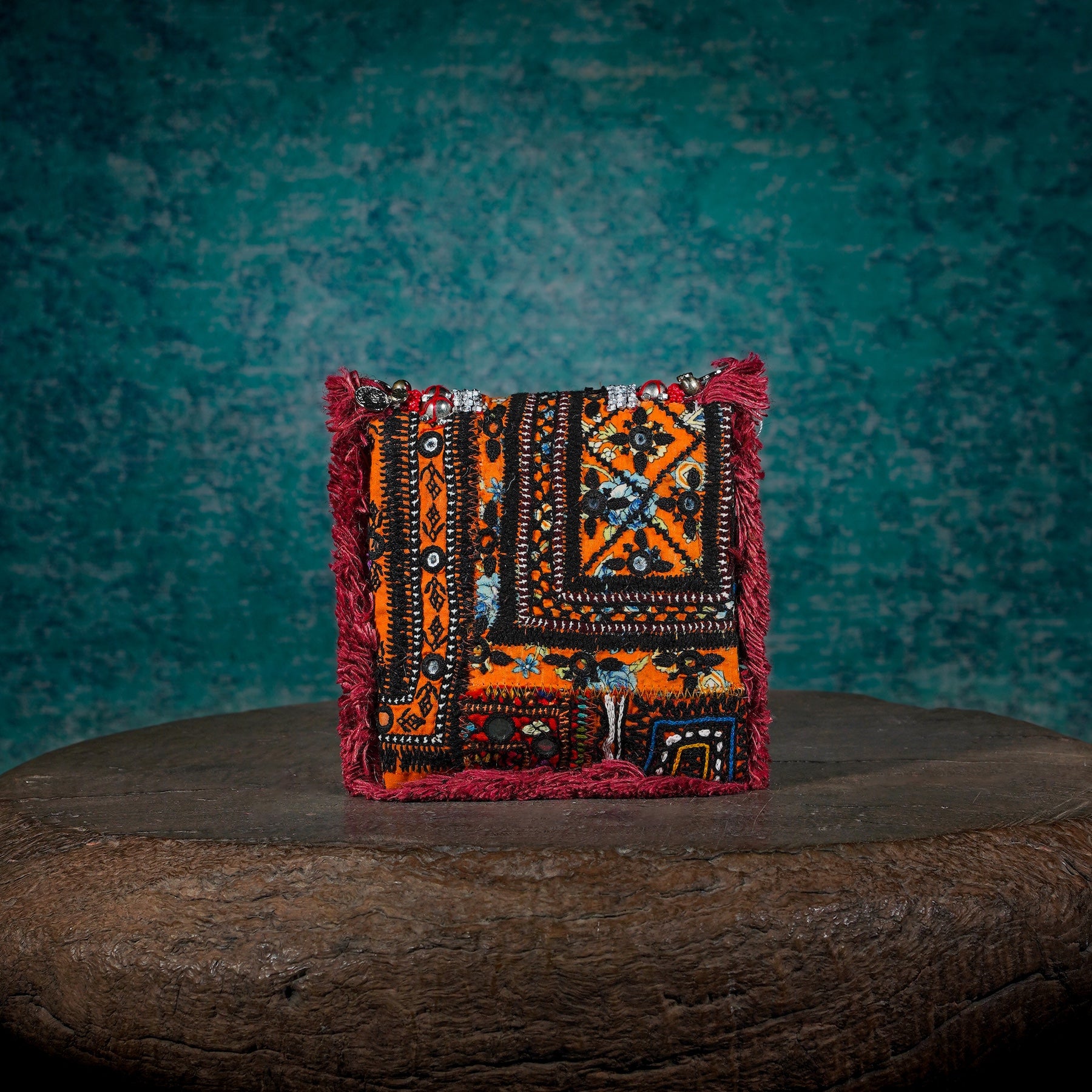 Burgundy Banjara Minion Clutch 018