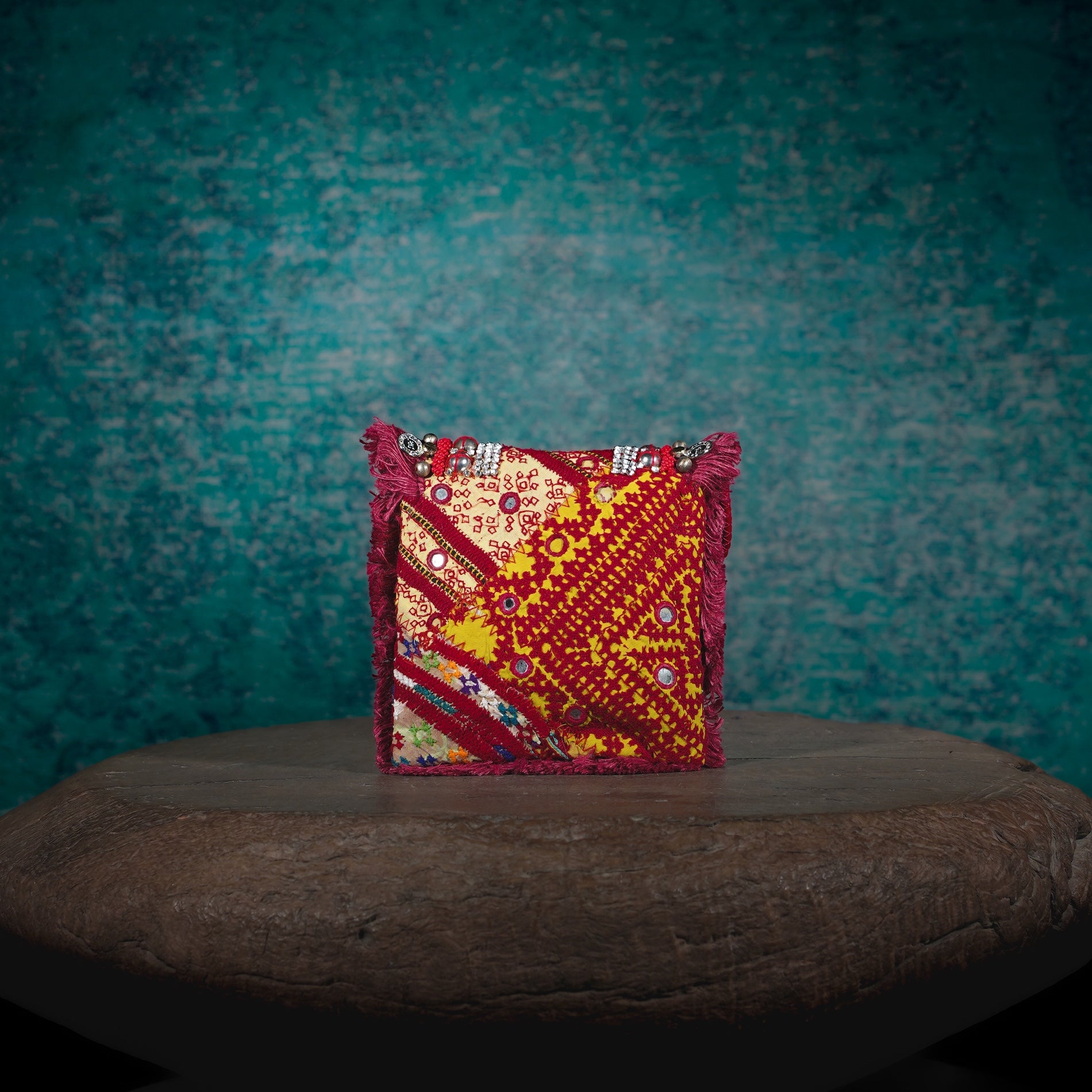 Burgundy Banjara Minion Clutch 019
