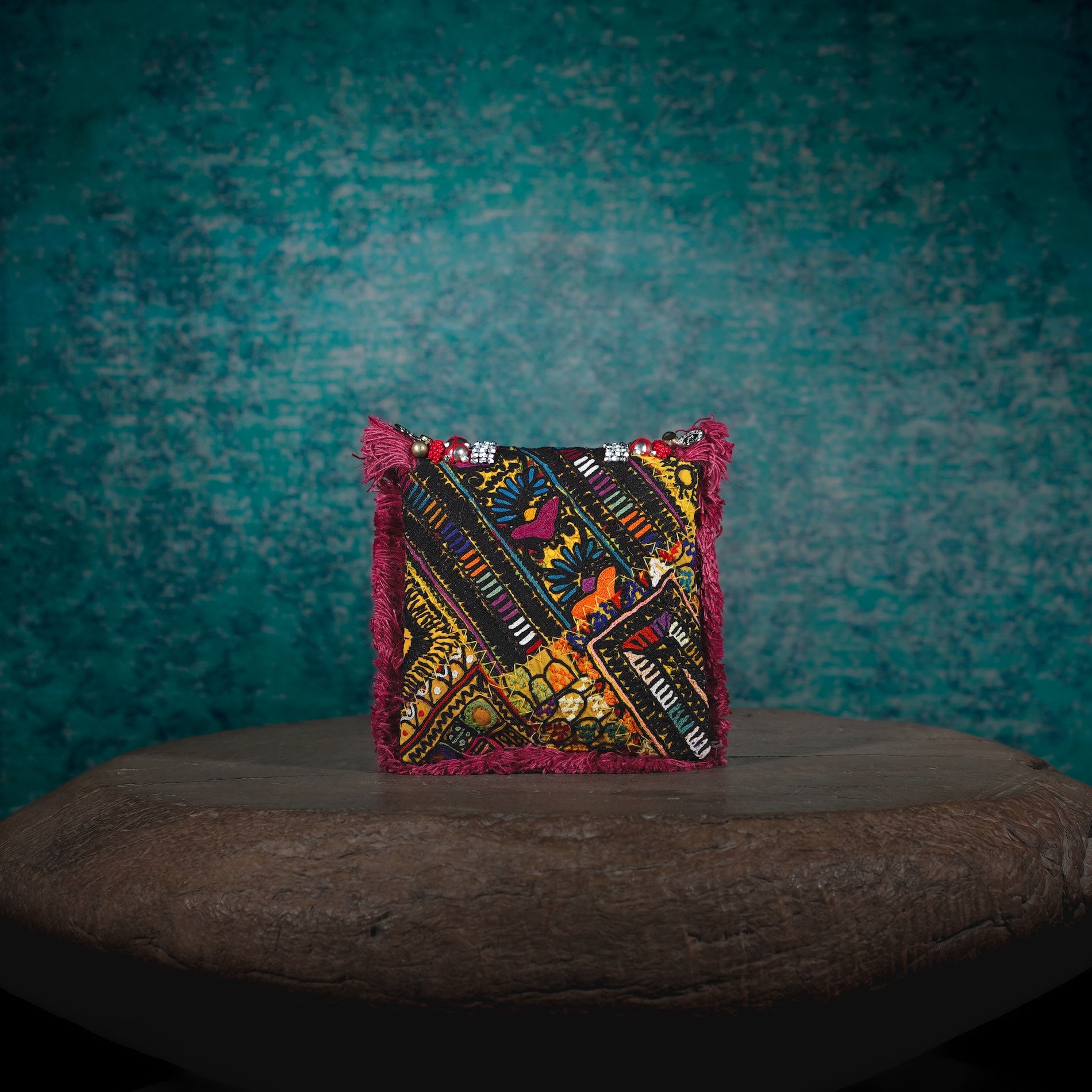Burgundy Banjara Minion Clutch 020