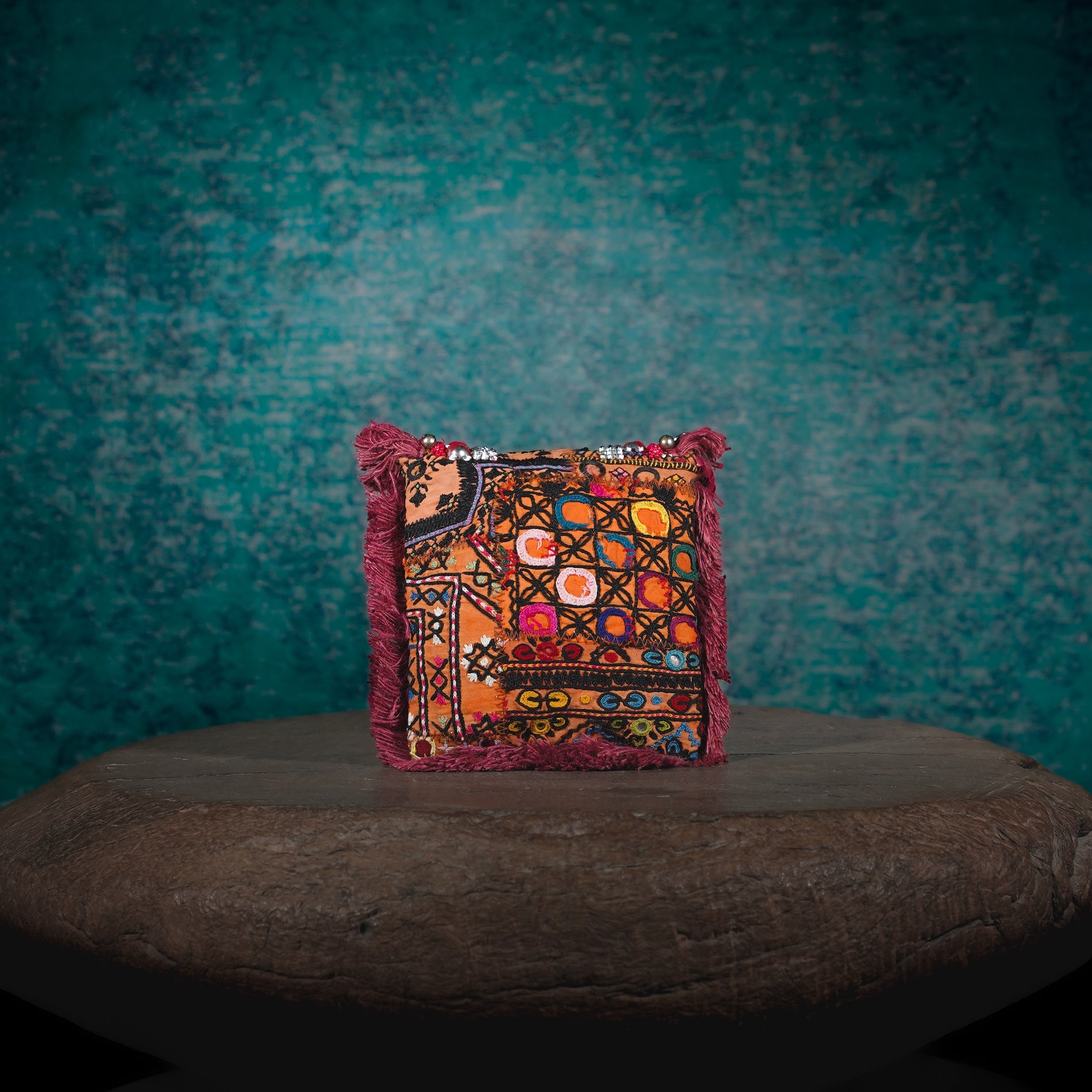 Burgundy Banjara Minion Clutch 021