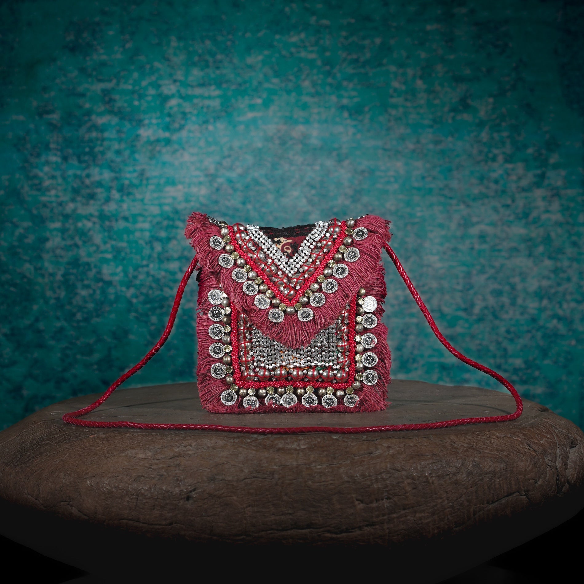 Burgundy Banjara Minion Clutch 022