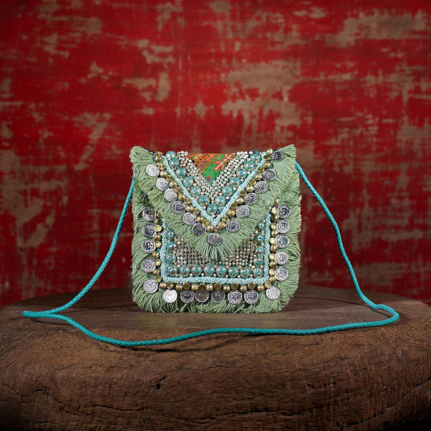 Turquoise Banjara Minion Clutch 006