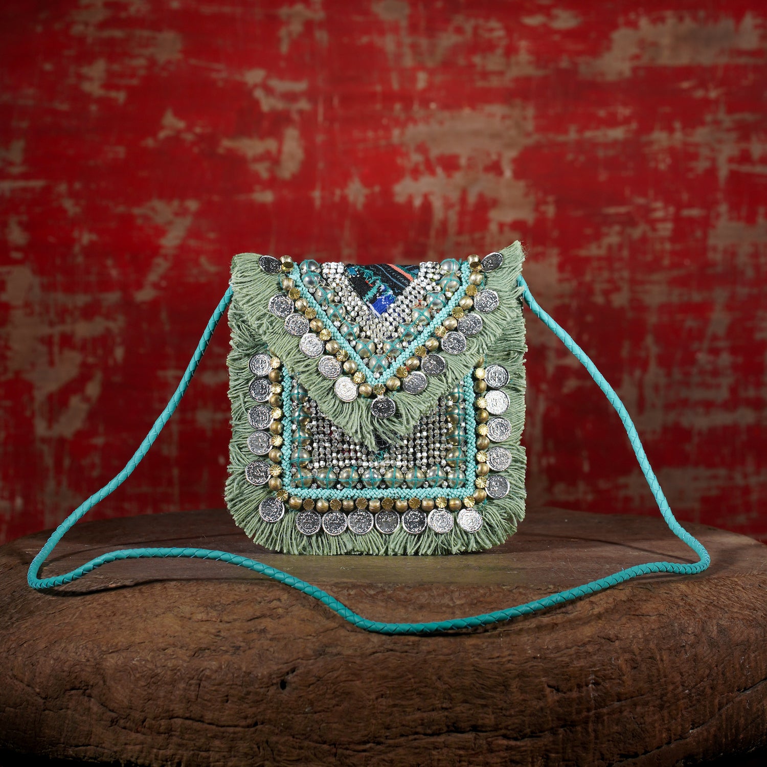 Turquoise Banjara Minion Clutch 008