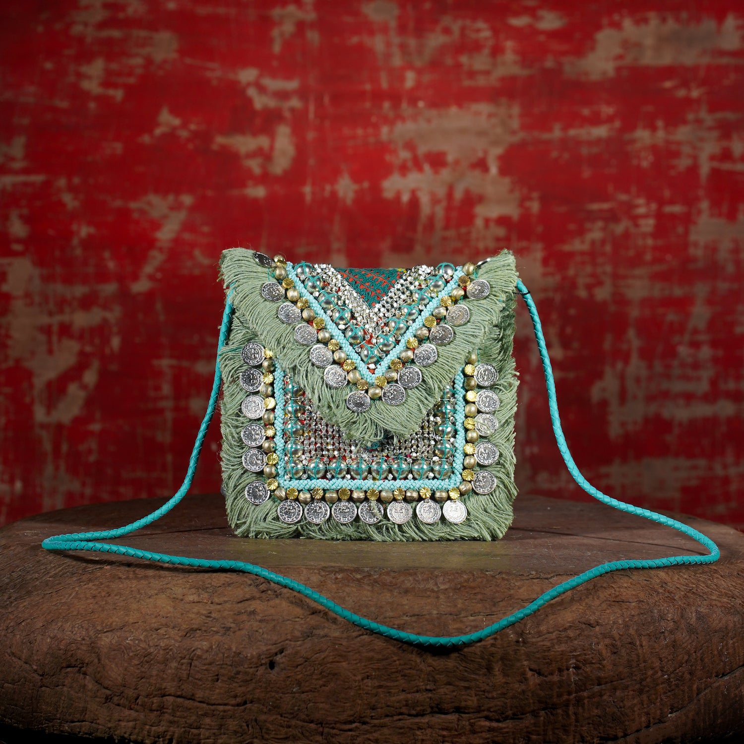 Turquoise Banjara Minion Clutch 009