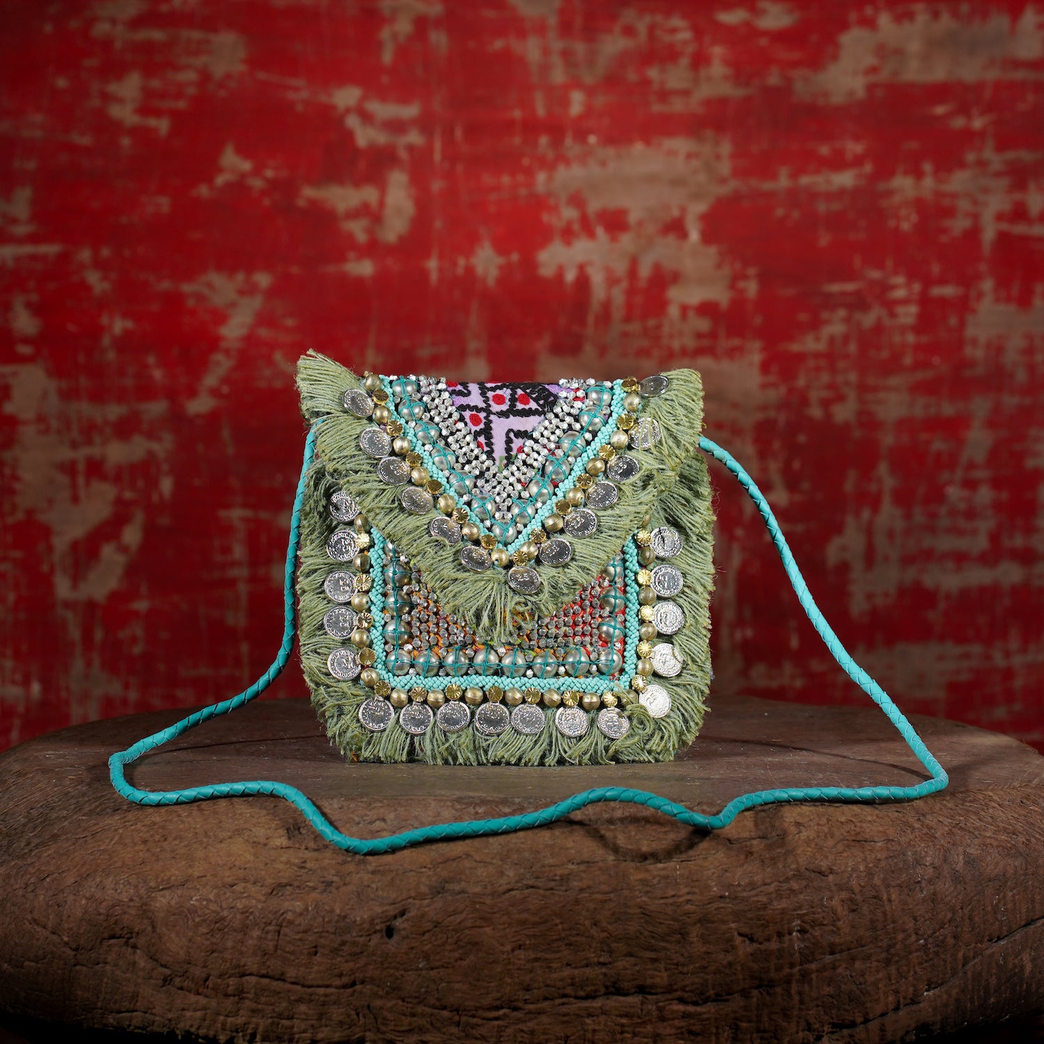 Turquoise Banjara Minion Clutch 010