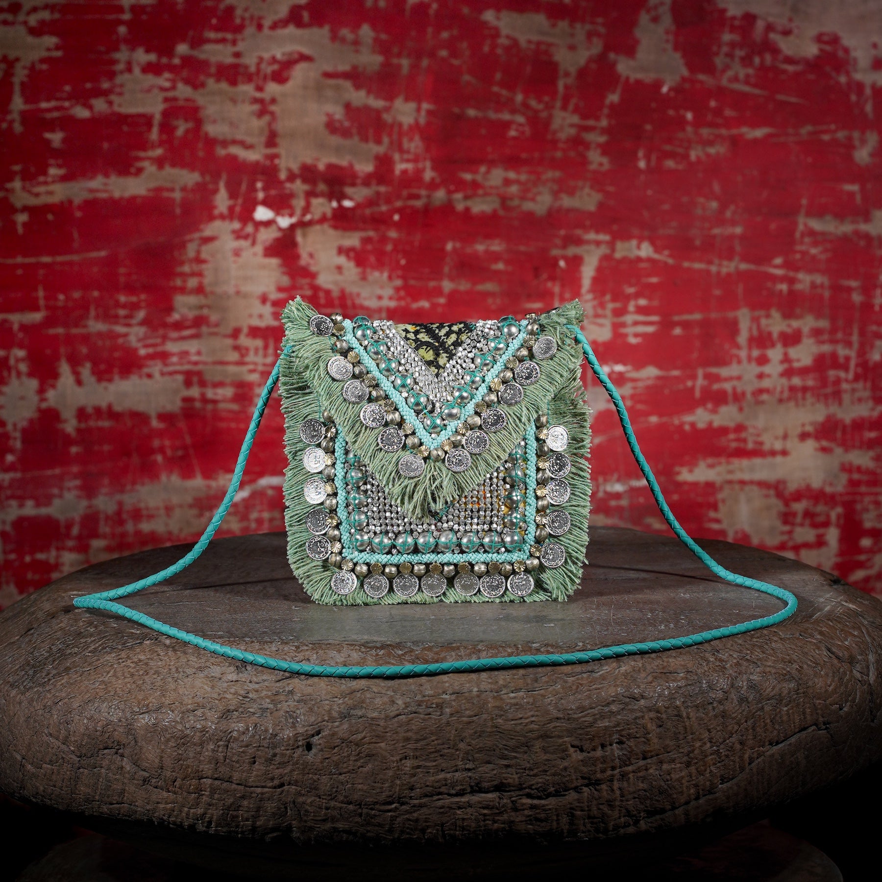 Turquoise Banjara Minion Clutch 011