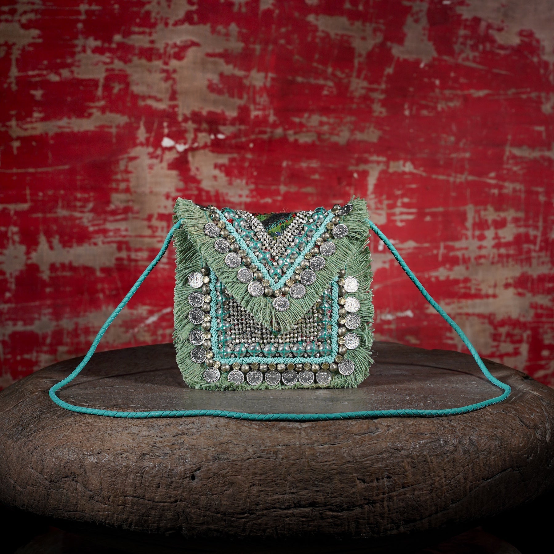 Turquoise Banjara Minion Clutch 013