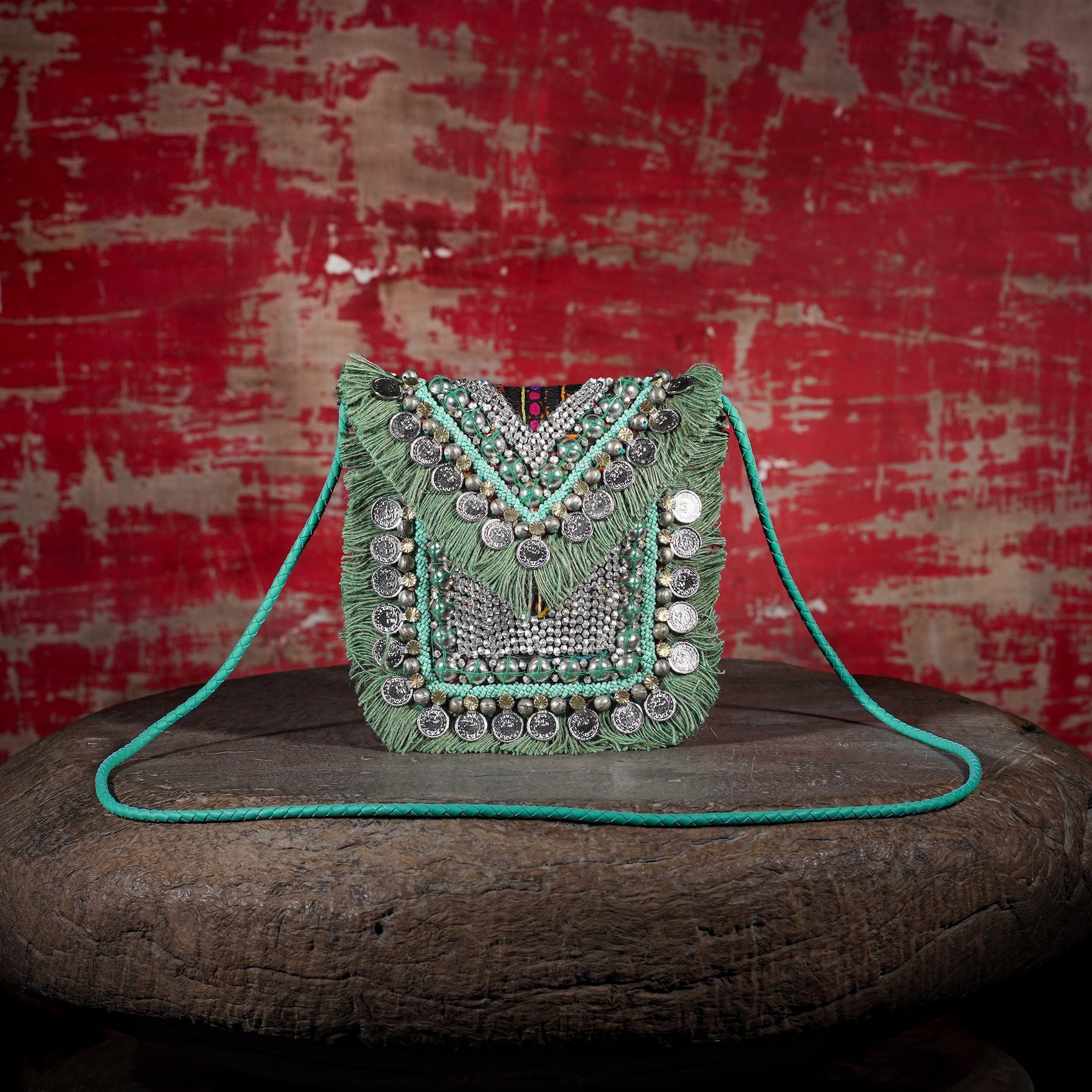 Turquoise Banjara Minion Clutch 014