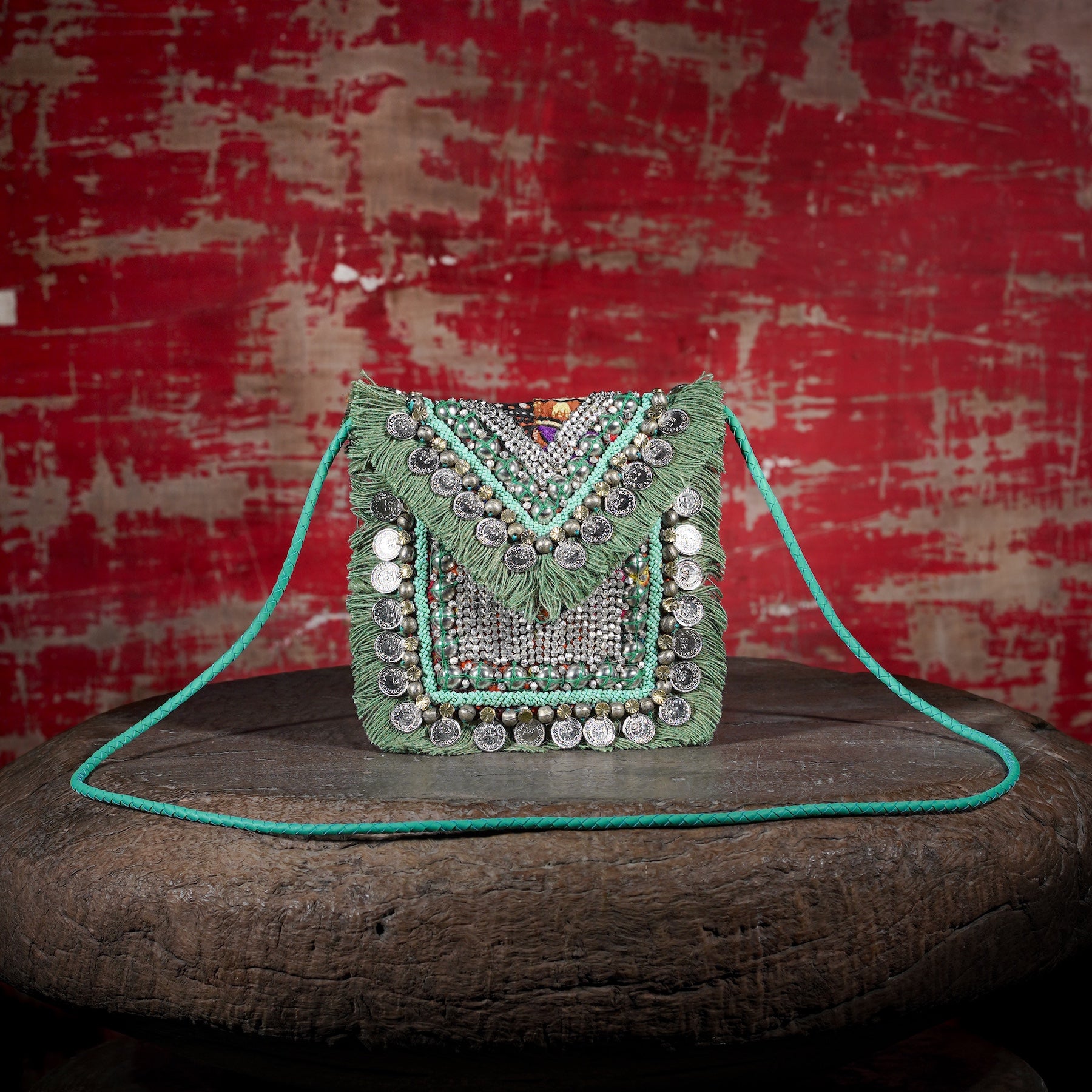 Turquoise Banjara Minion Clutch 015