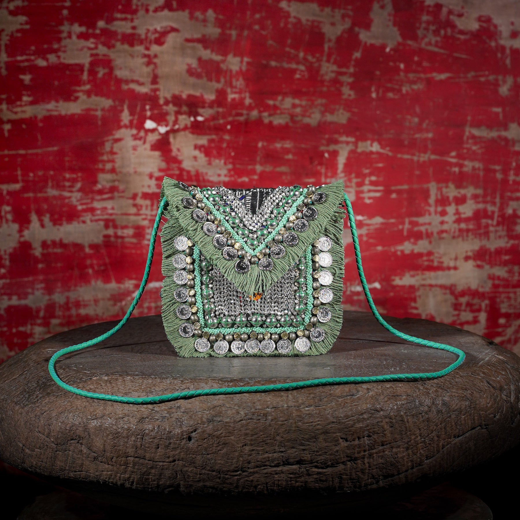 Turquoise Banjara Minion Clutch 016