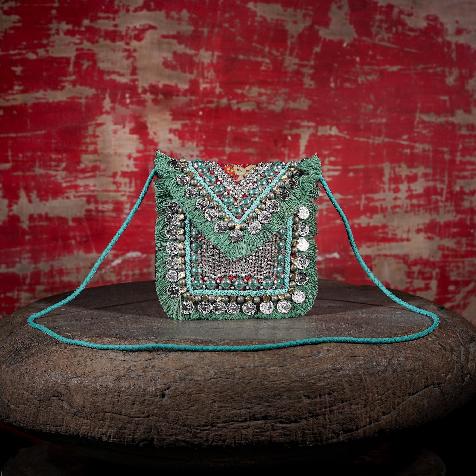 Turquoise Banjara Minion Clutch 017