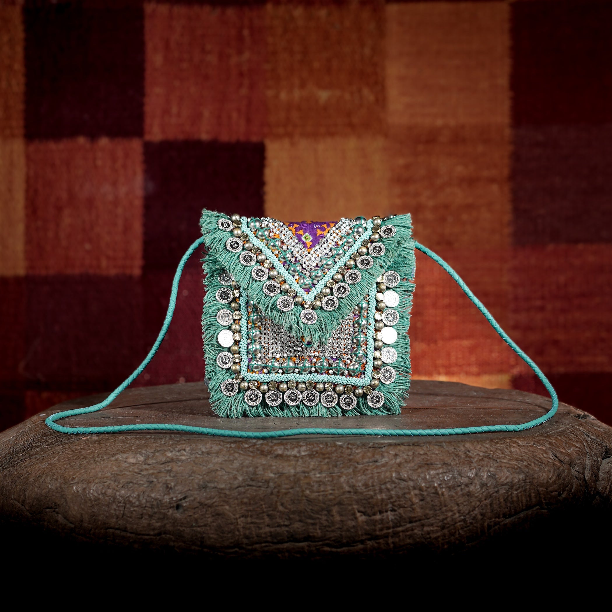 Turquoise Banjara Minion Clutch 021