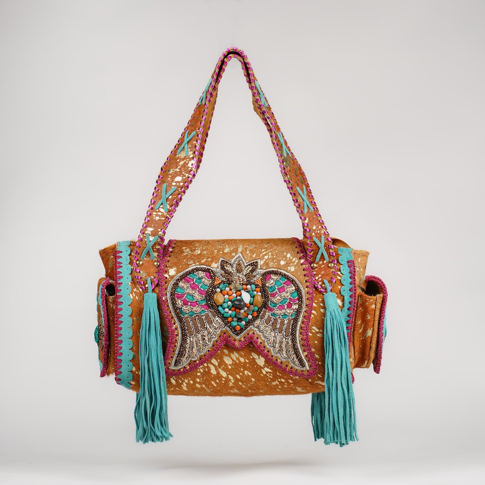 Beige Butterfly Shoulder Bag
