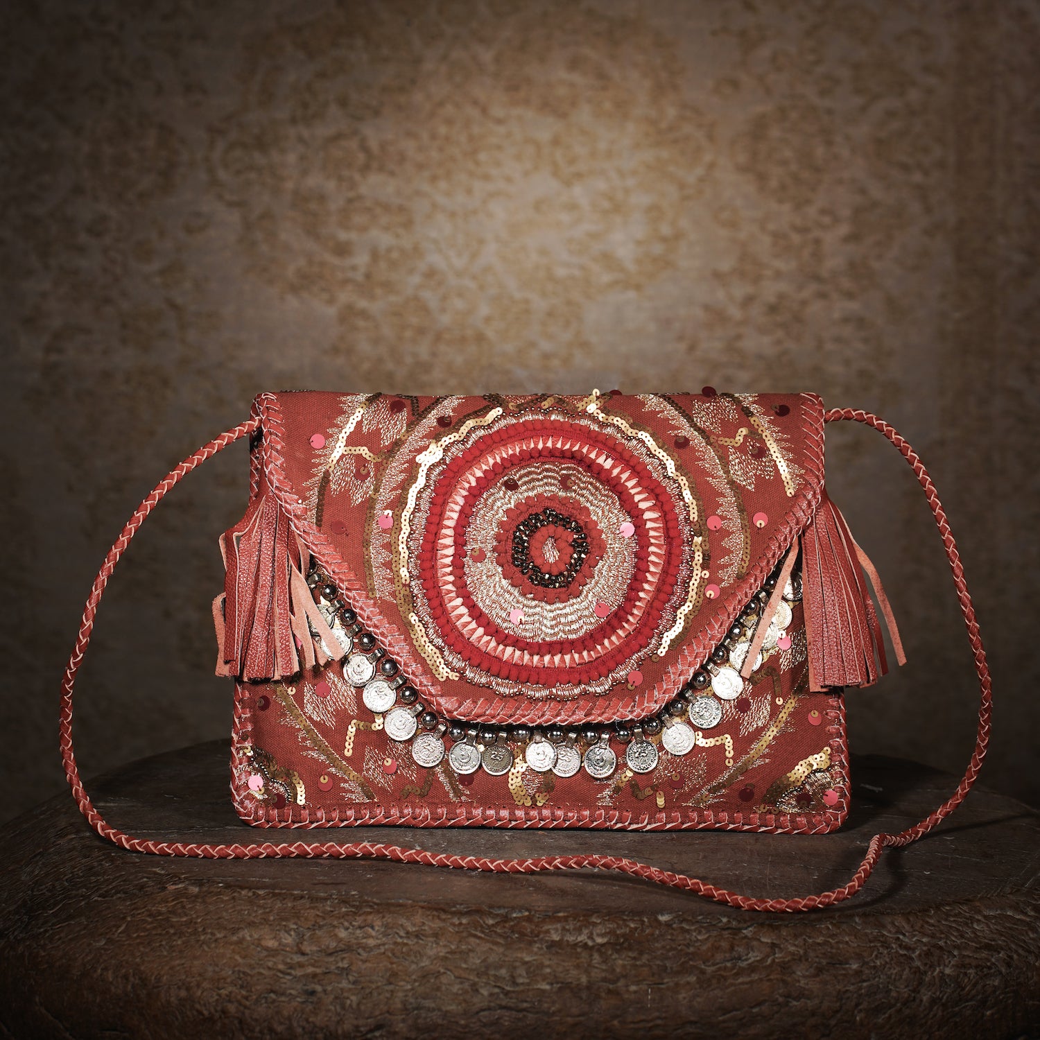 Burgundy Cotri Clutch