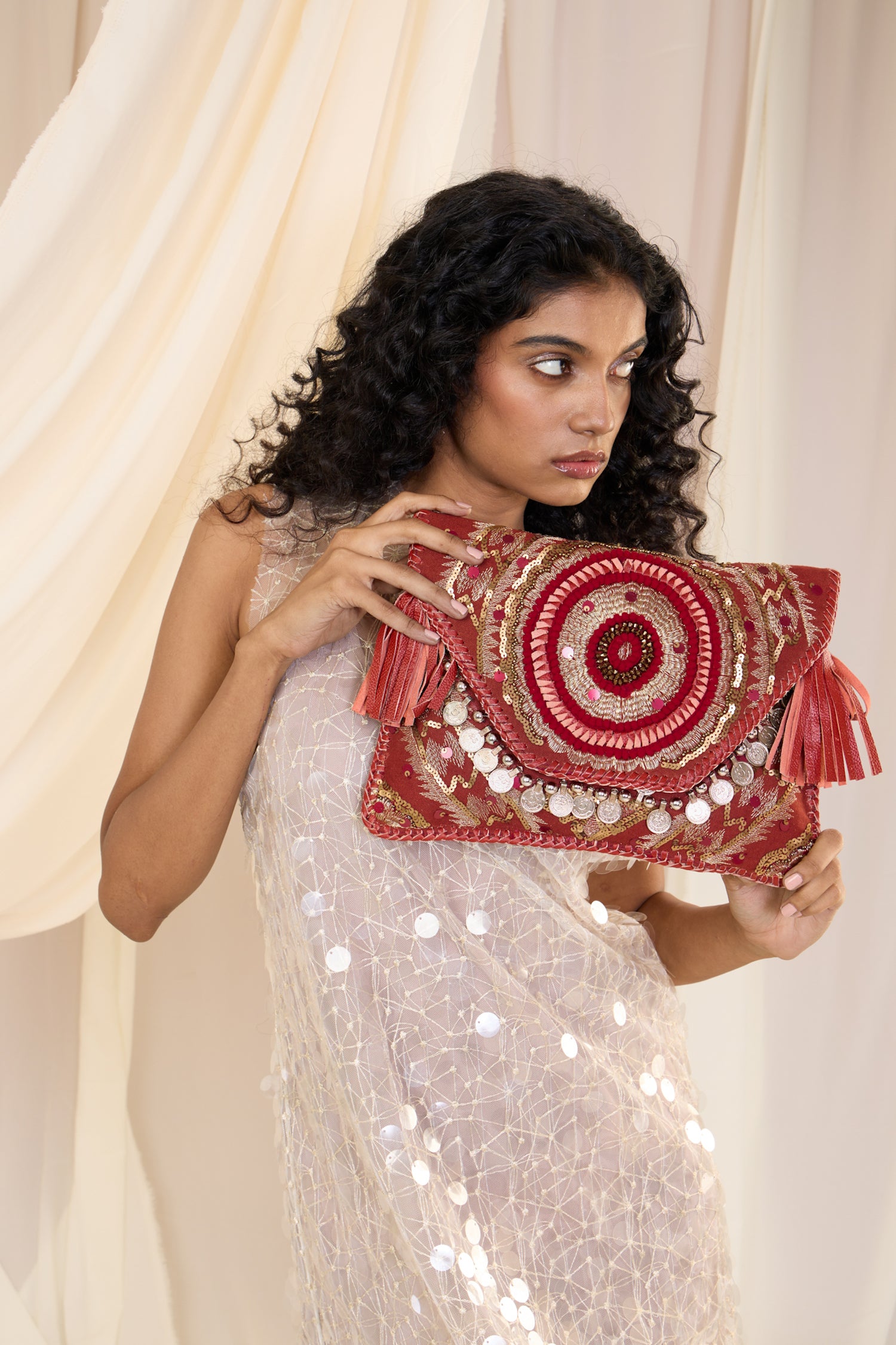 Burgundy Cotri Clutch