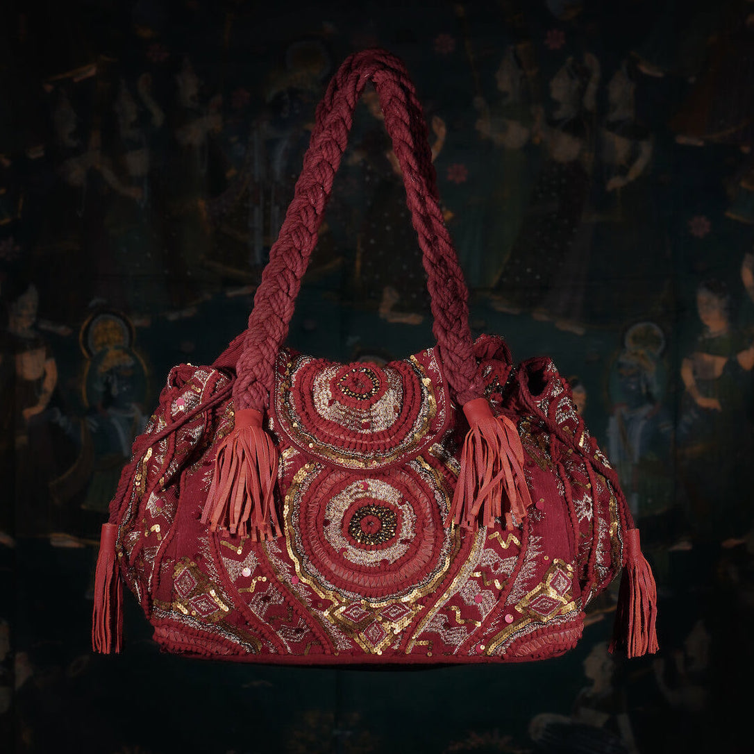 Burgundy Cotri Tote