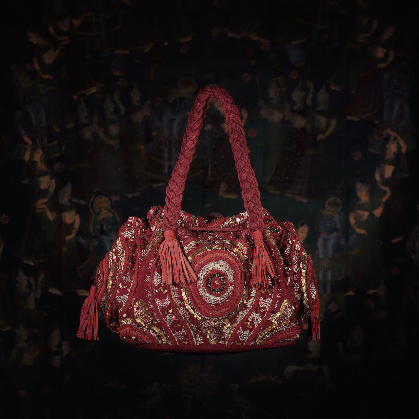 Burgundy Cotri Tote