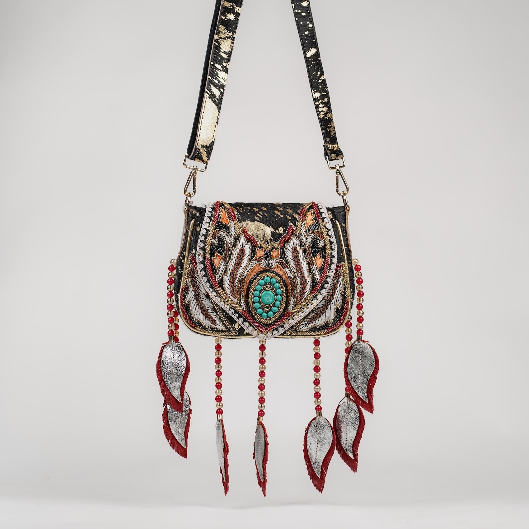 Black Dreamcatcher Saddle Bag