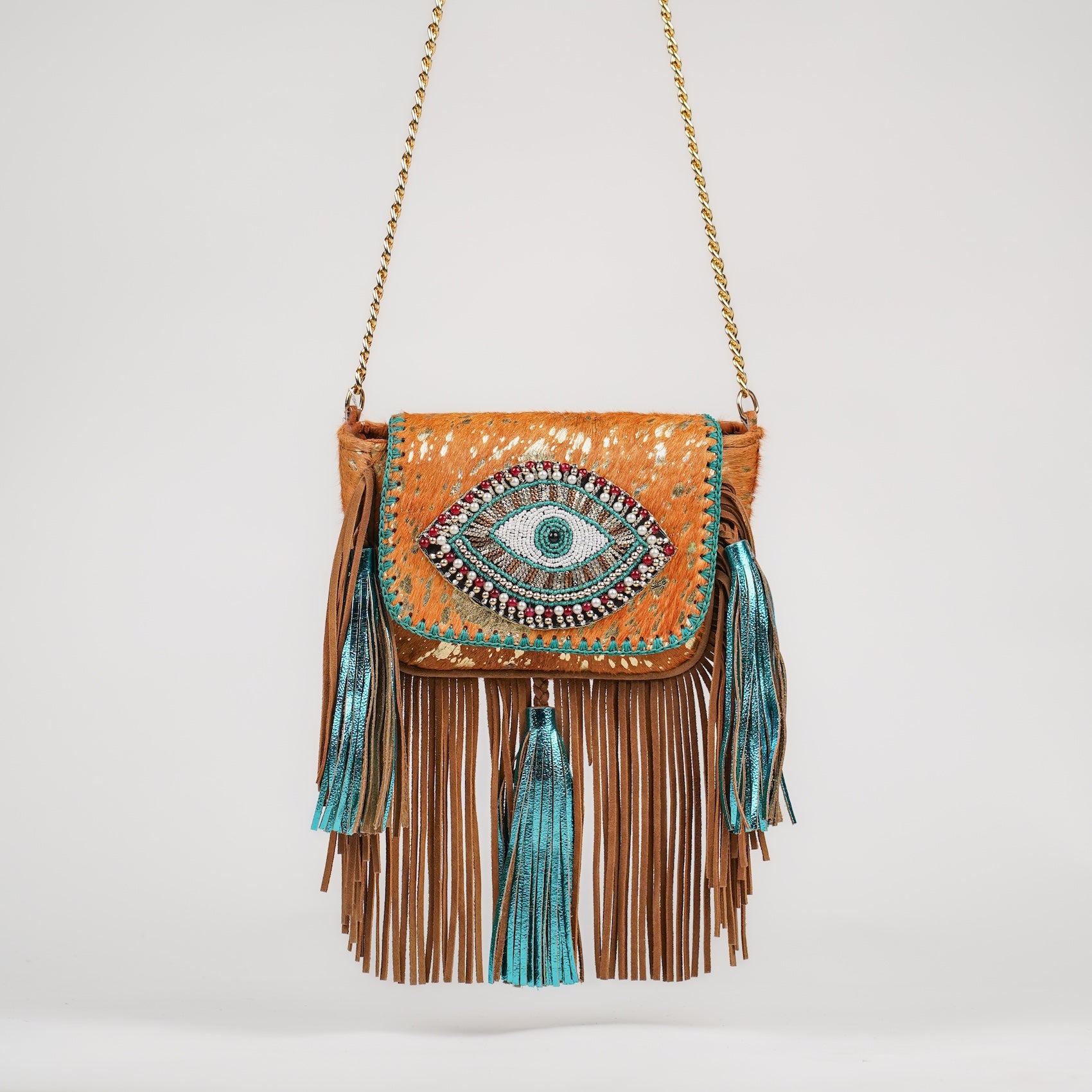 Beige Evil Eye Sling Bag
