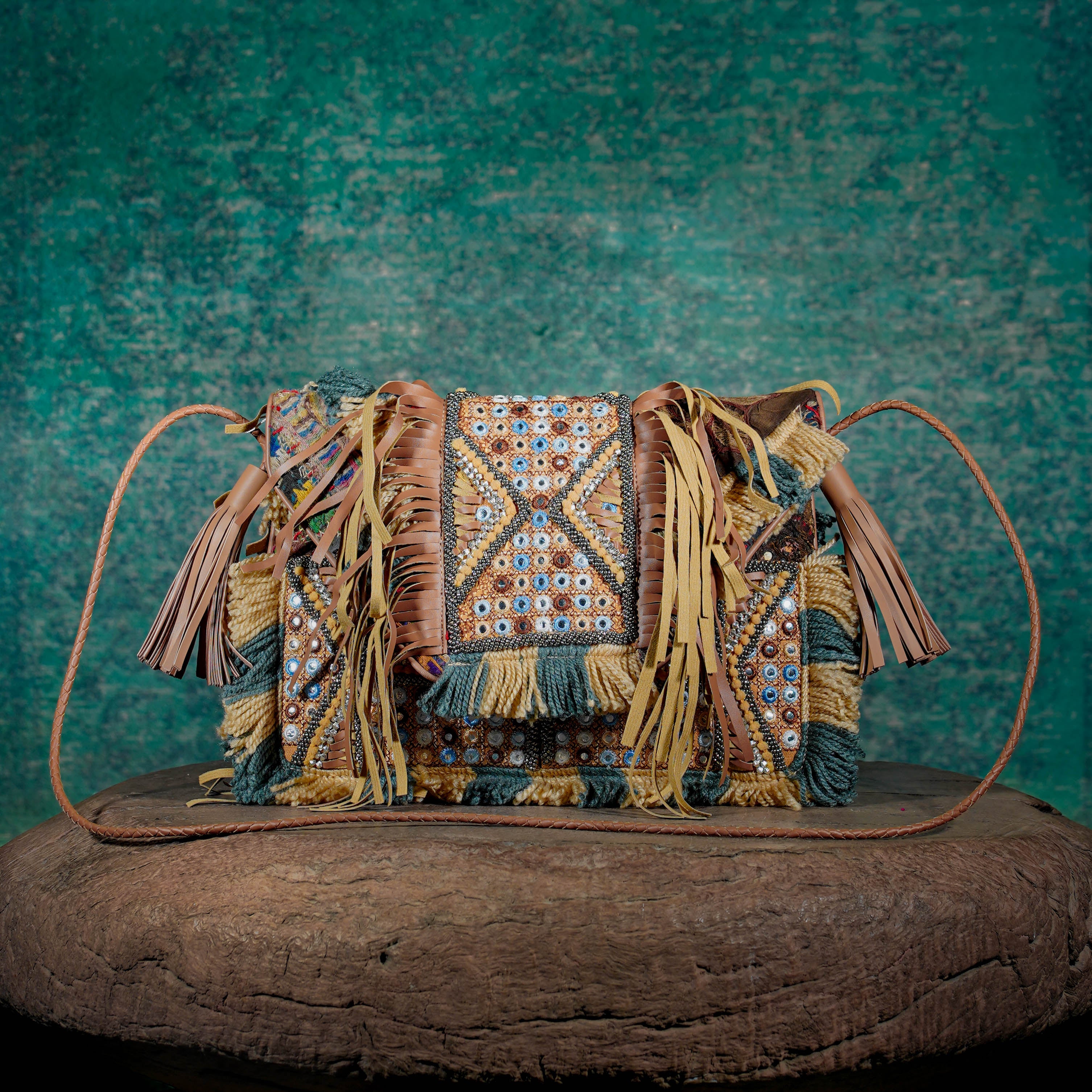 Beige Fringe Clutch 007