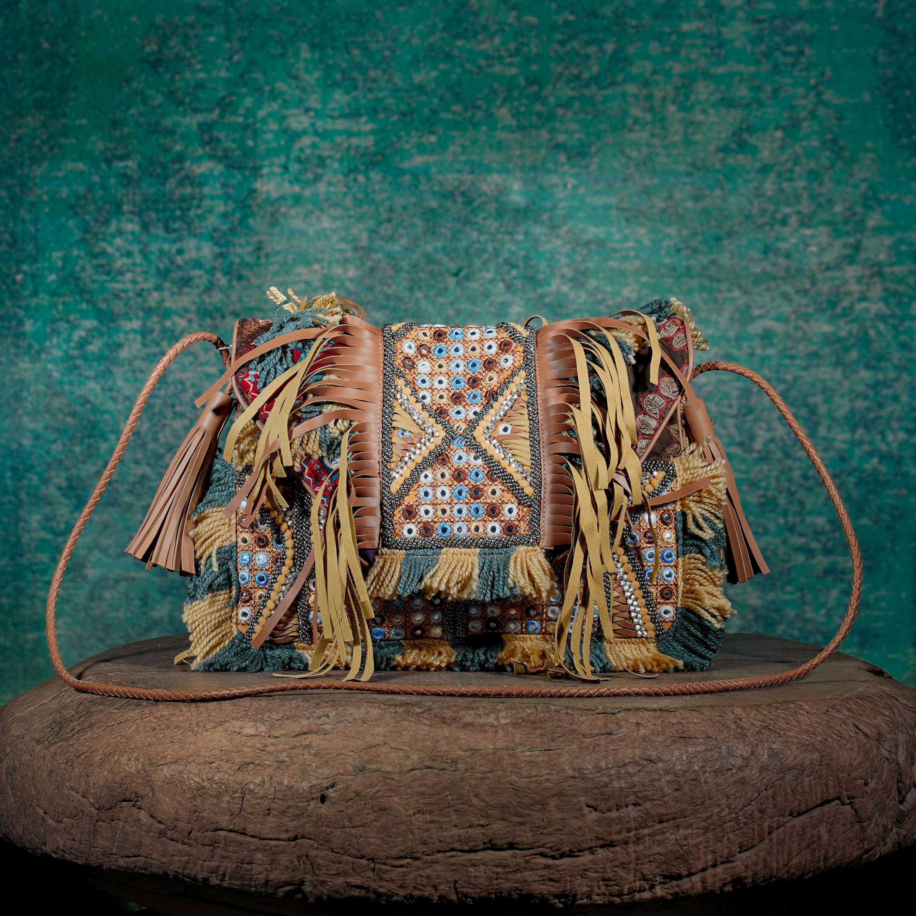 Beige Fringe Clutch 009
