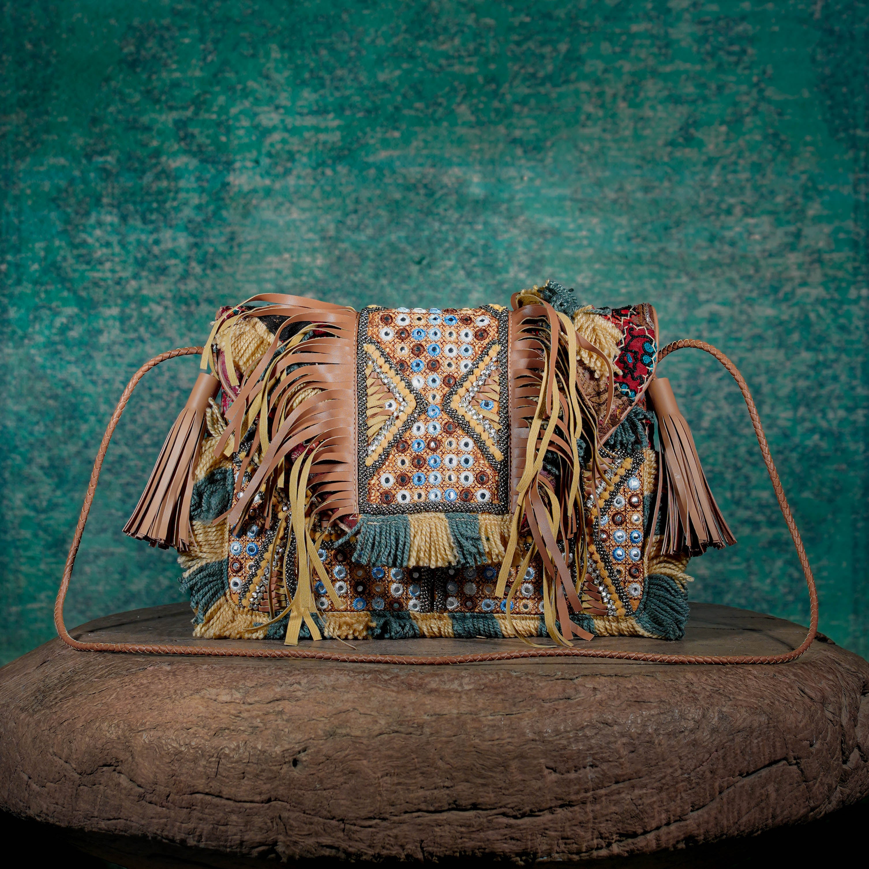 Beige Fringe Clutch 010