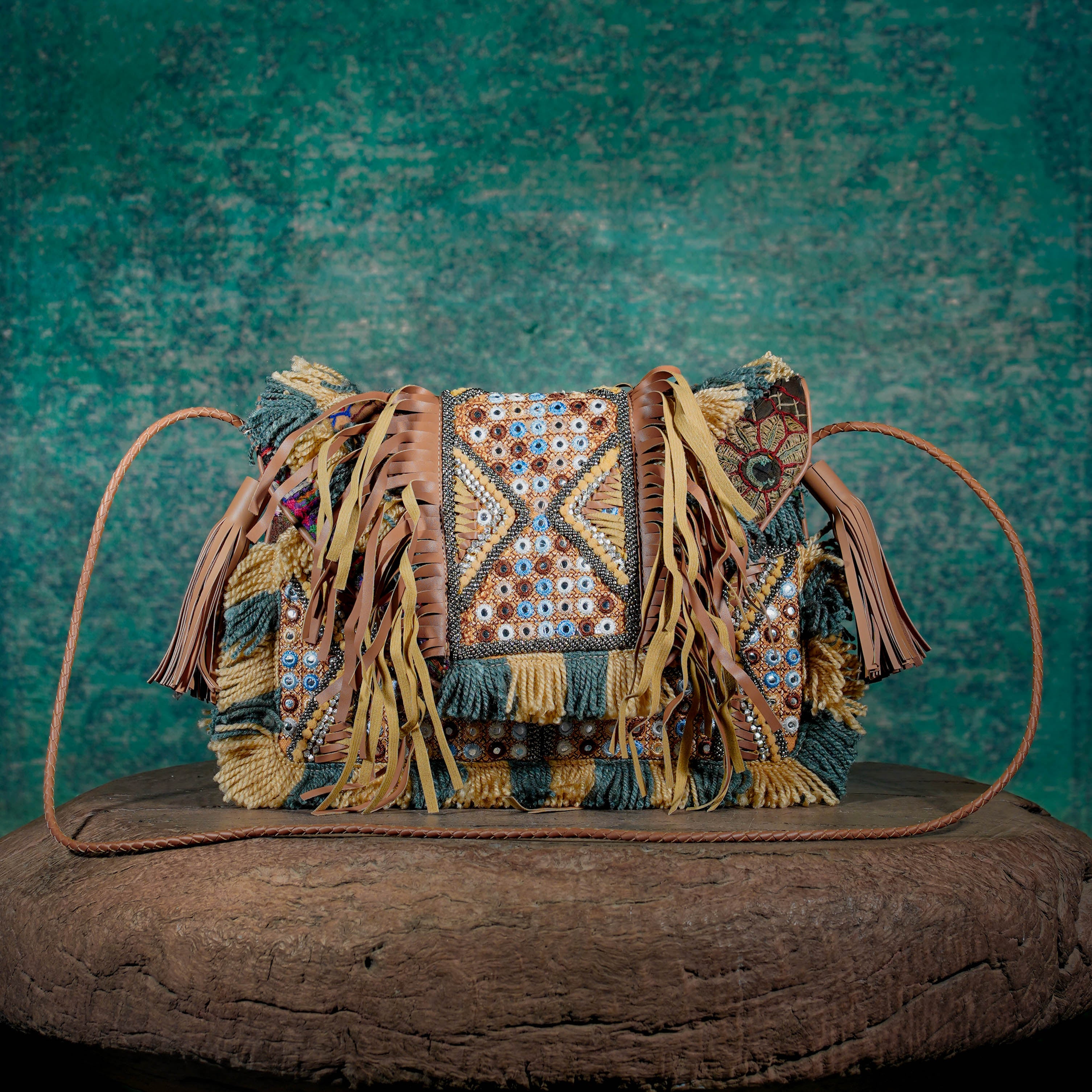 Beige Fringe Clutch 011