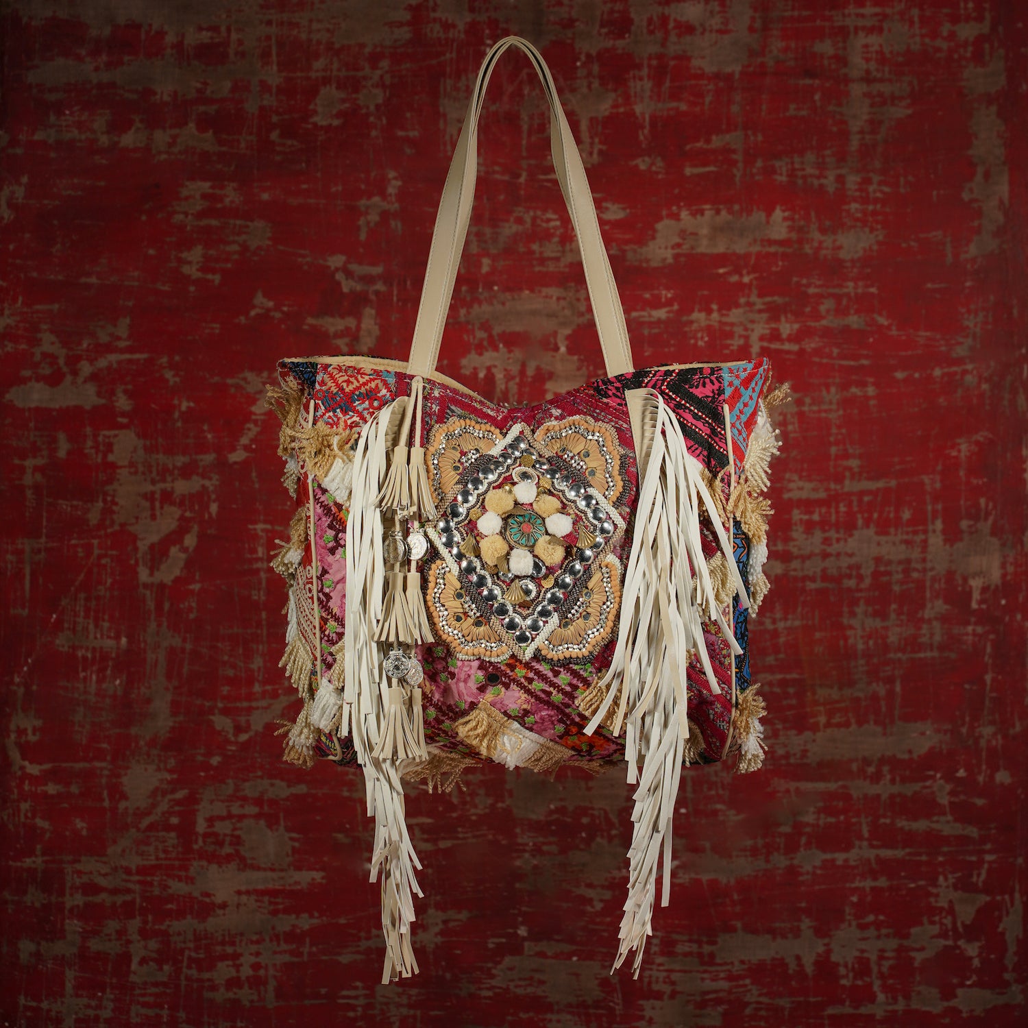 Cream Fringe Tote 003