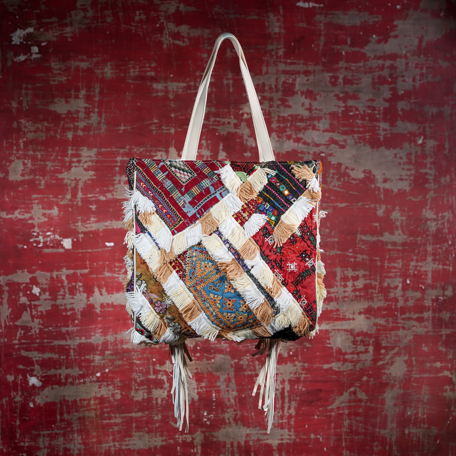 Cream Fringe Tote 009
