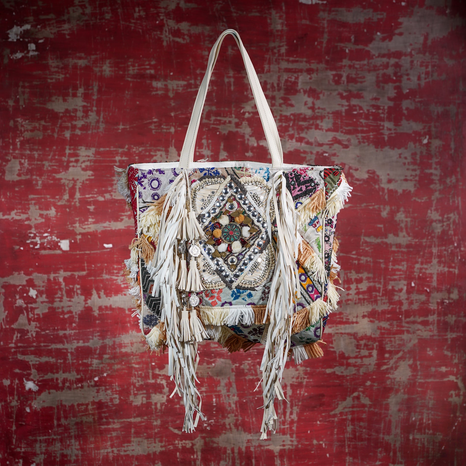 Cream Fringe Tote 011