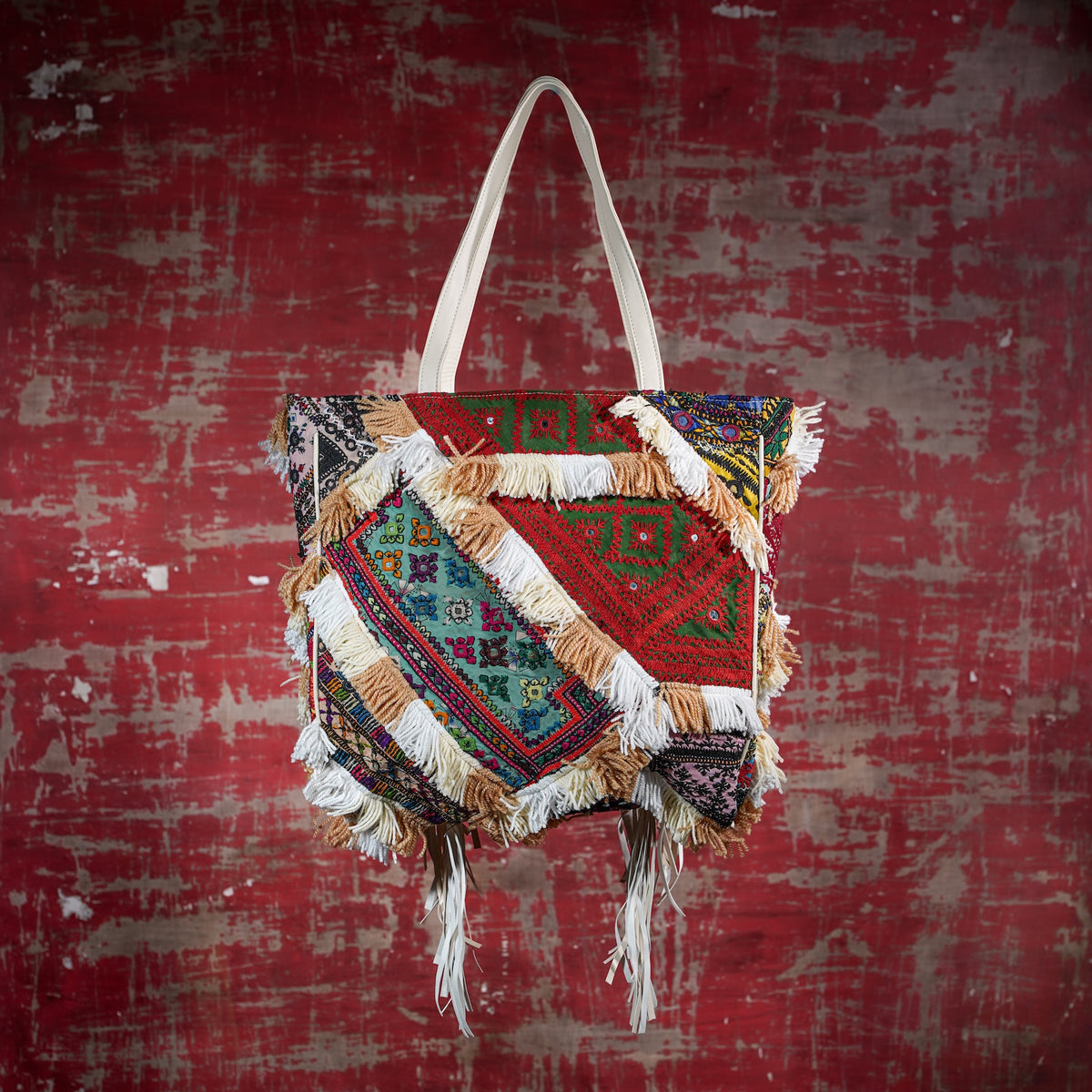 Cream Fringe Tote 011