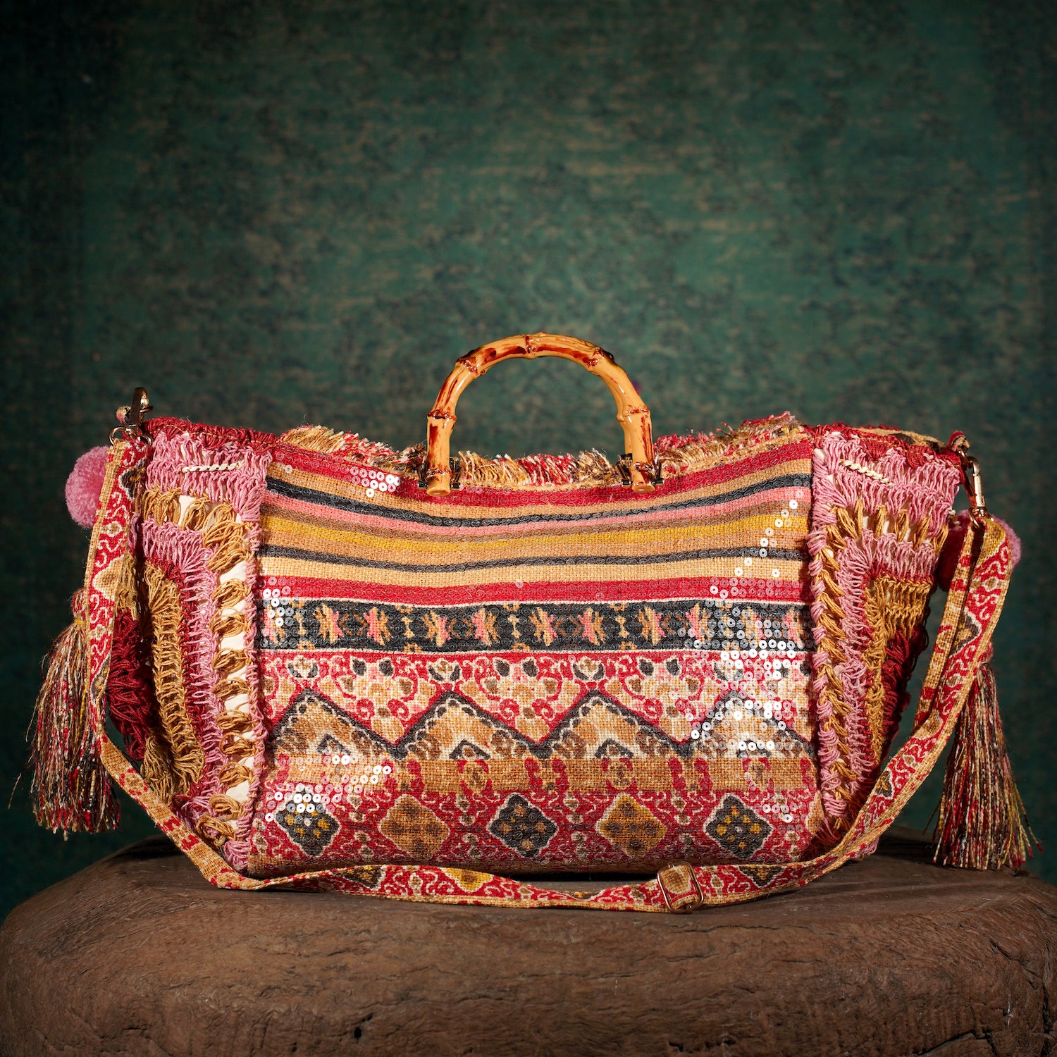 Fulkari Jute Tote - Pink