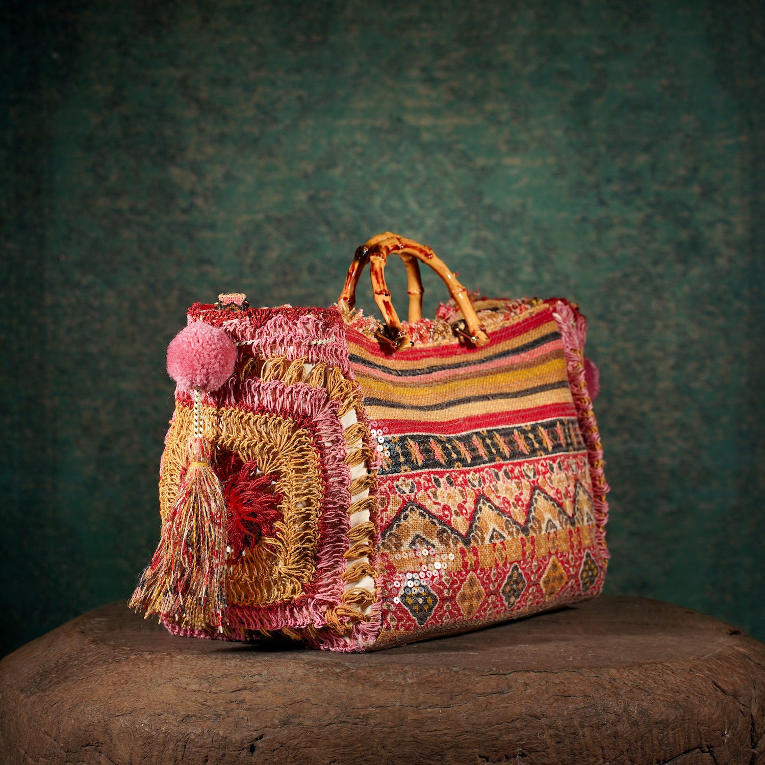 Fulkari Jute Tote - Pink