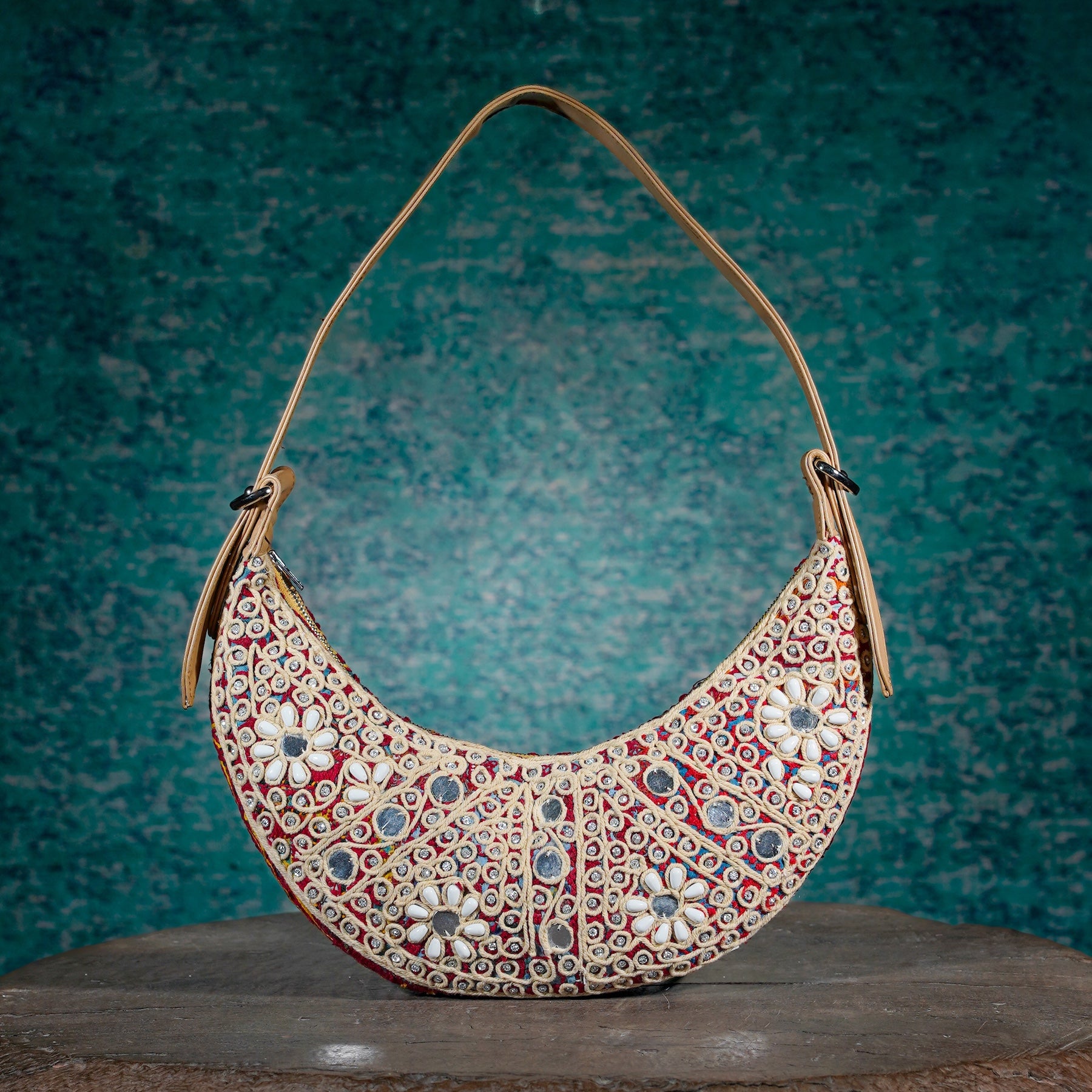 Beige Hichki Crescent Bag 001