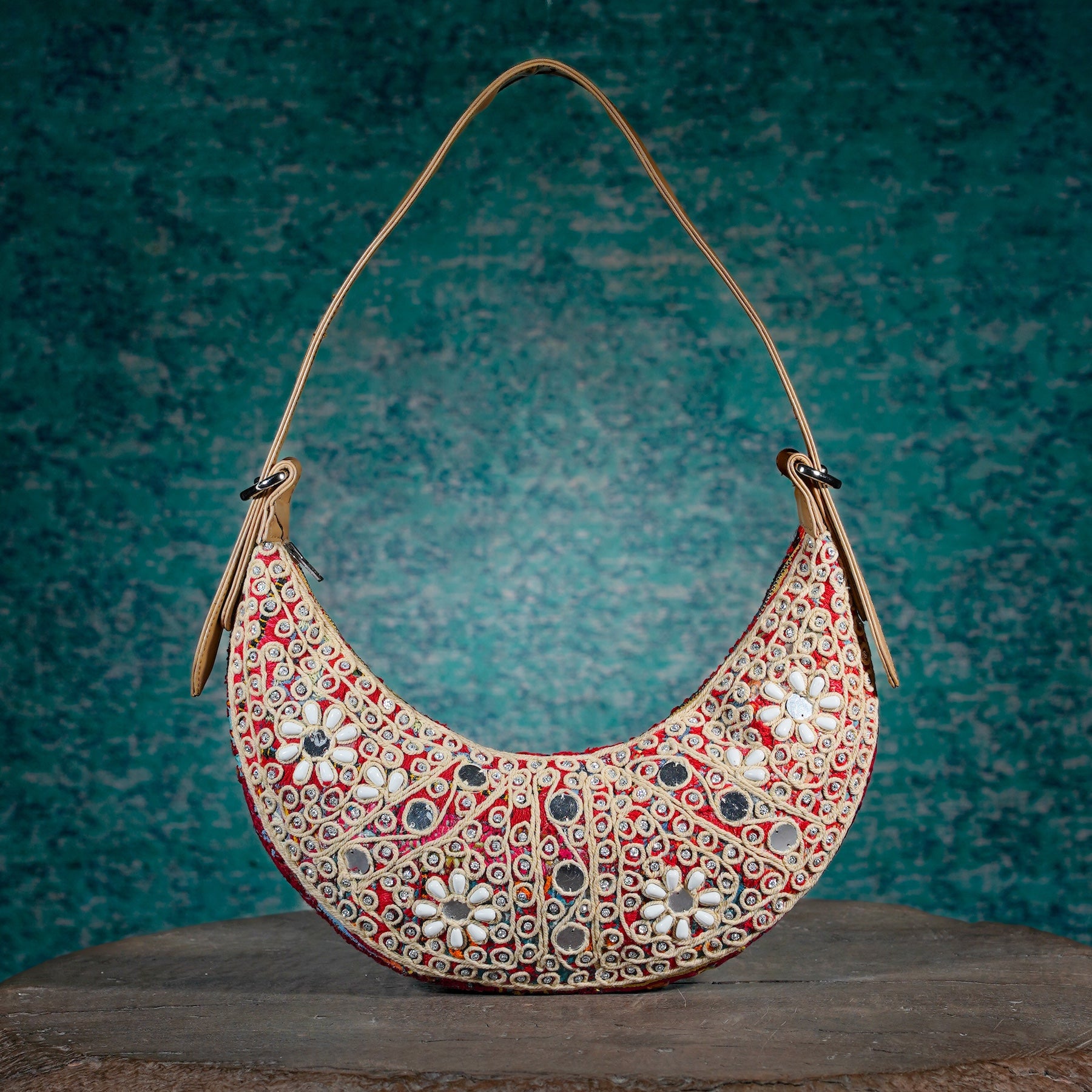 Beige Hichki Crescent Bag 003