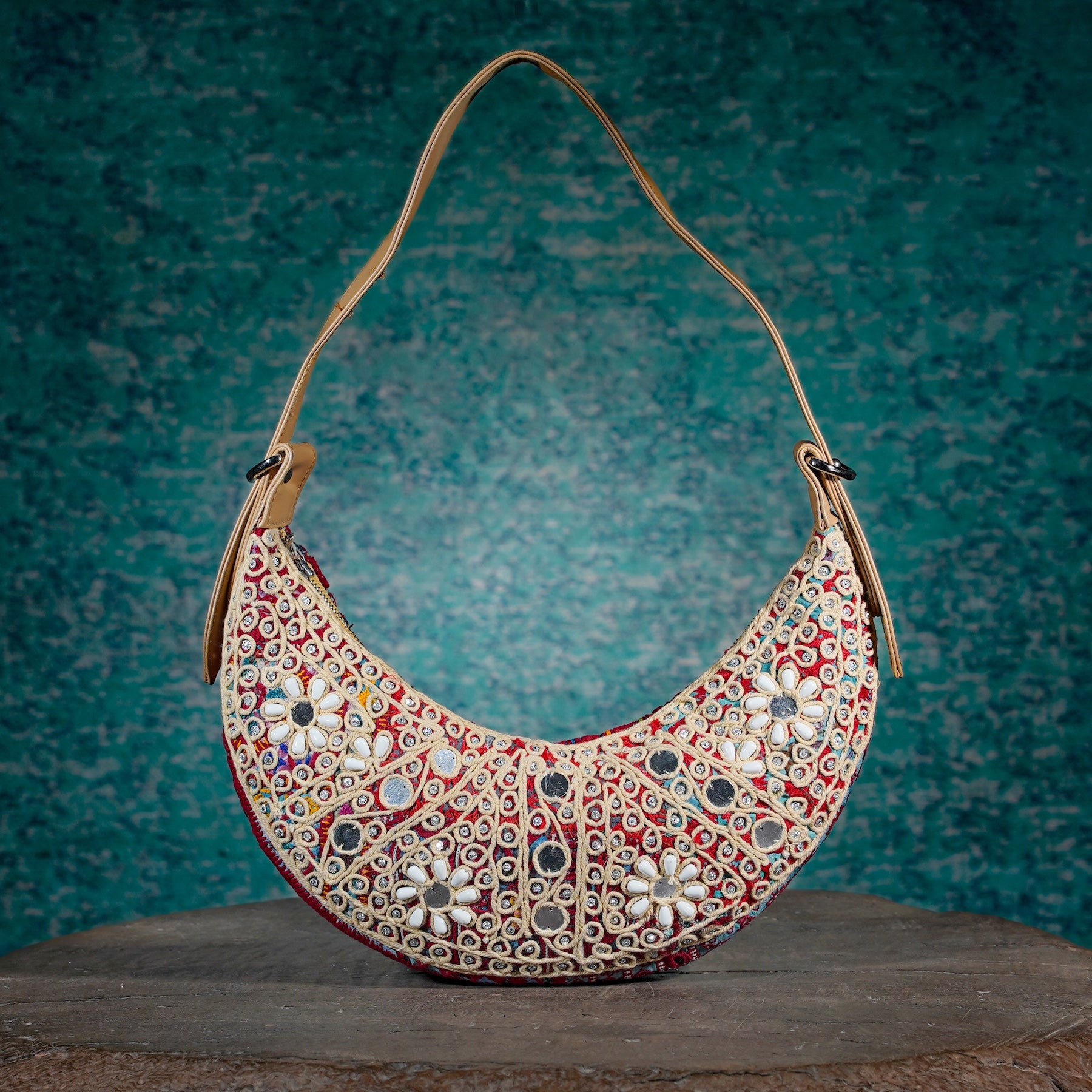 Beige Hichki Crescent Bag 004