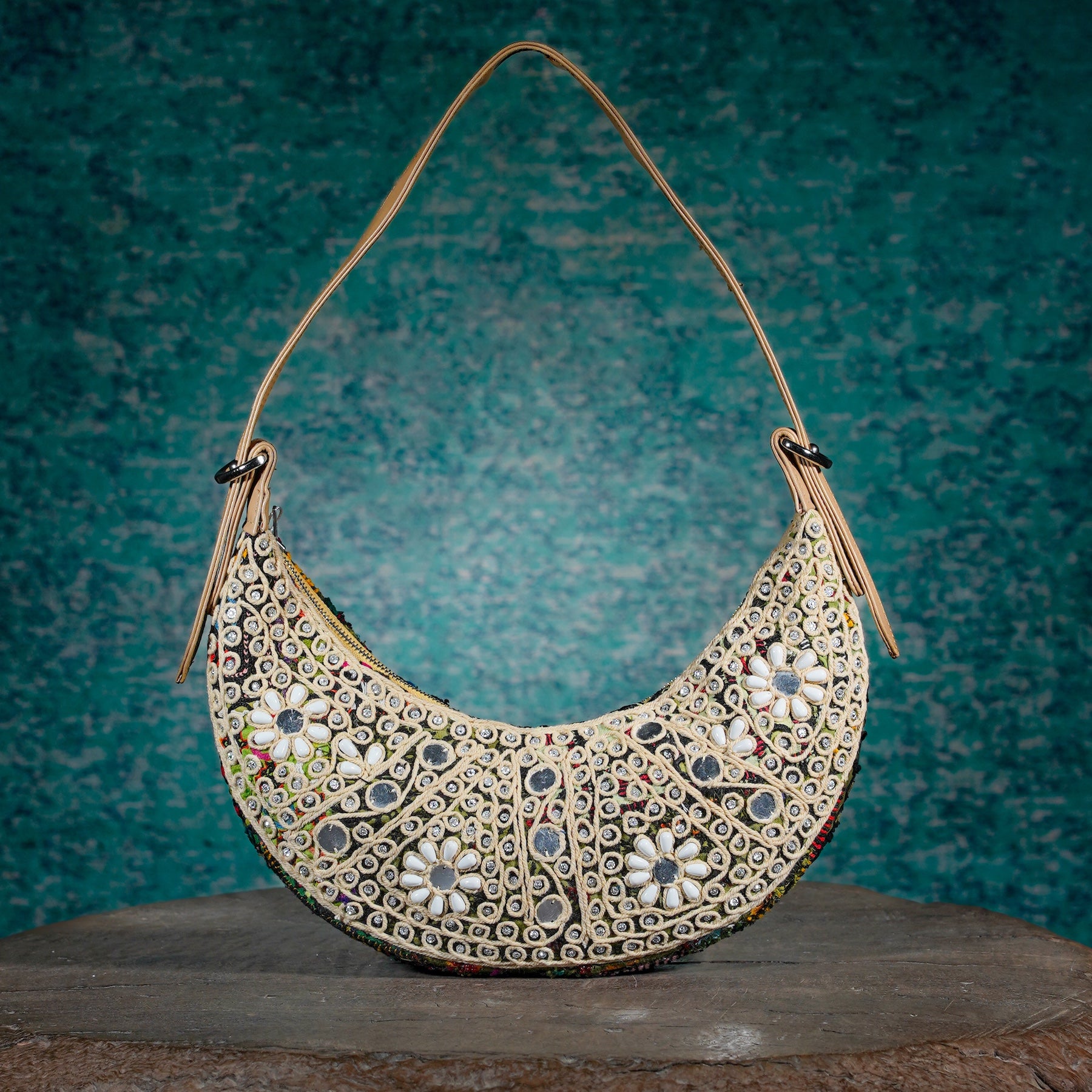 Beige Hichki Crescent Bag 005