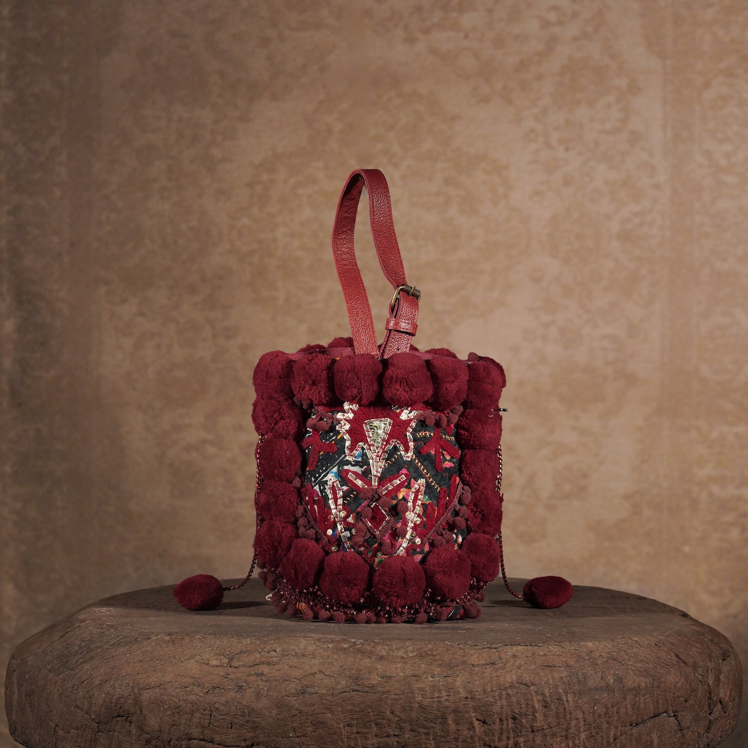 Burgundy Lado Bucket Bag 001