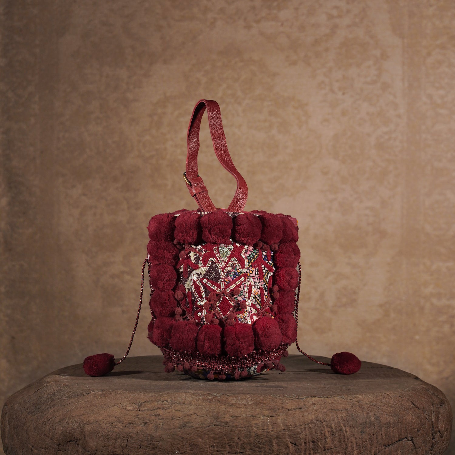 Burgundy Lado Bucket Bag 004